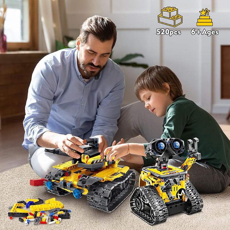 INSOON Technik Robot Építőjáték 5-az-1-ben Applikációs és Távirányítós Fal Robot Tank Dinoszaurusz RC Játék 6-12+ Éveseknek 520 Darabos