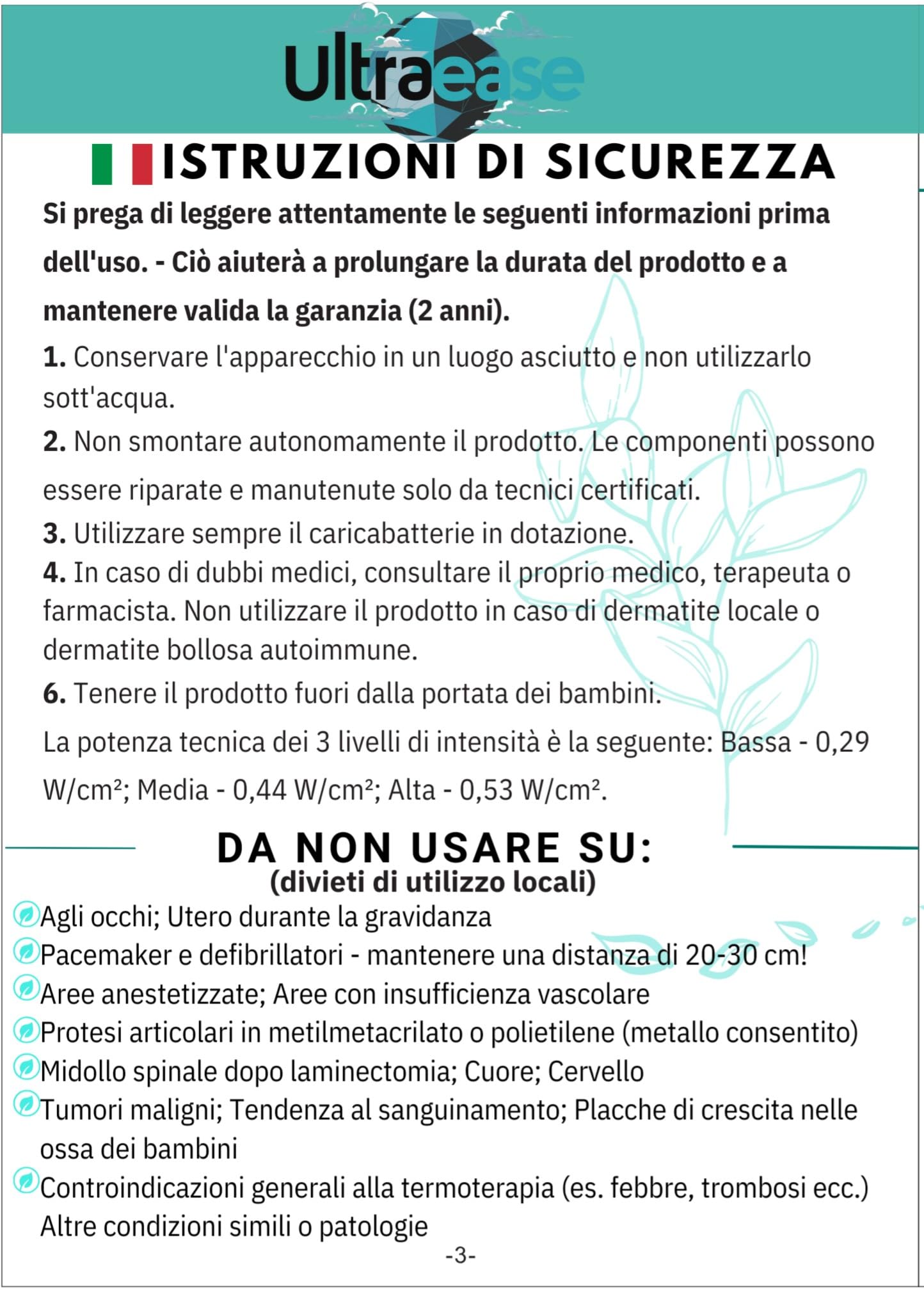 Ultrasuonoterapia 1-3 Mhz con massima potenza | italiano | 3 livelli di intensità | trattamento del dolore | lesioni sportive | trattamenti estetici | uso domestico e professionale