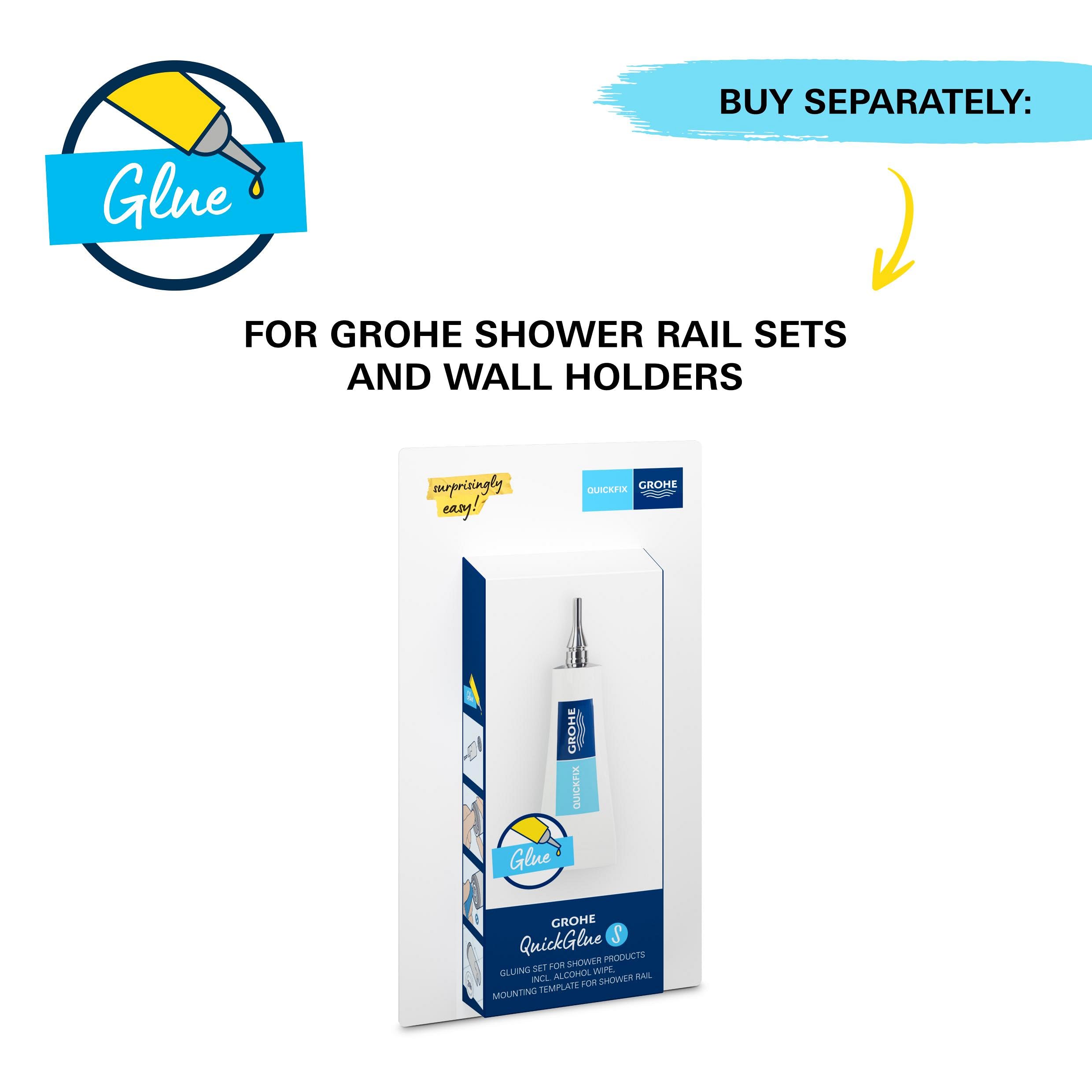GROHE Start, Badewannenarmatur mit Duschkopf (Duscharmatur für die Badewanne, Auto-Umstellung Wanne/Brause, mit Handbrause, 1,5m Duschschlauch, klebbare Halterung ohne Bohren), chrom, 25283002