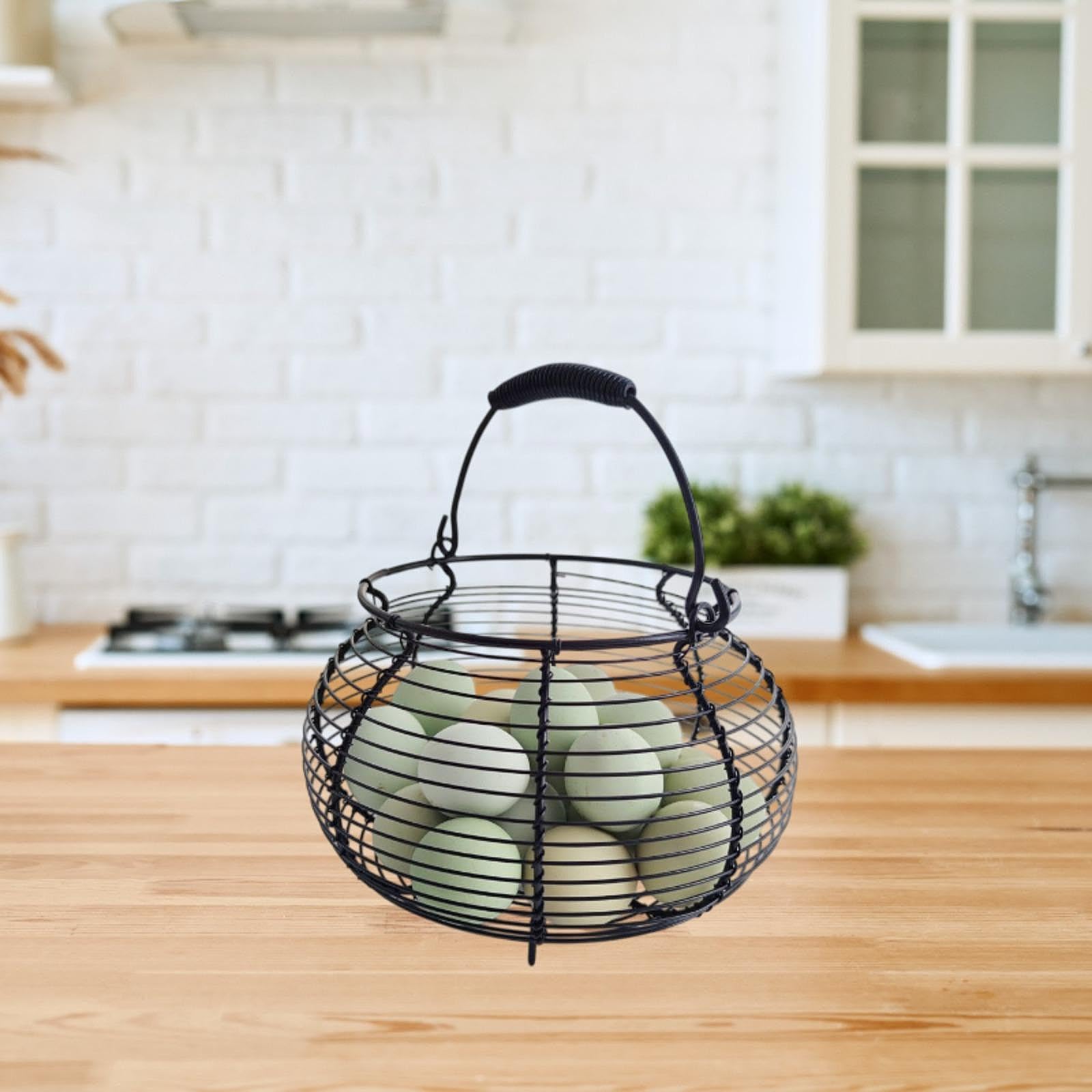 Cesto Metallico Portauova Rustico - Contenitore Per Uova Con Maniglia Per Fattoria E Cucina - Foto 7