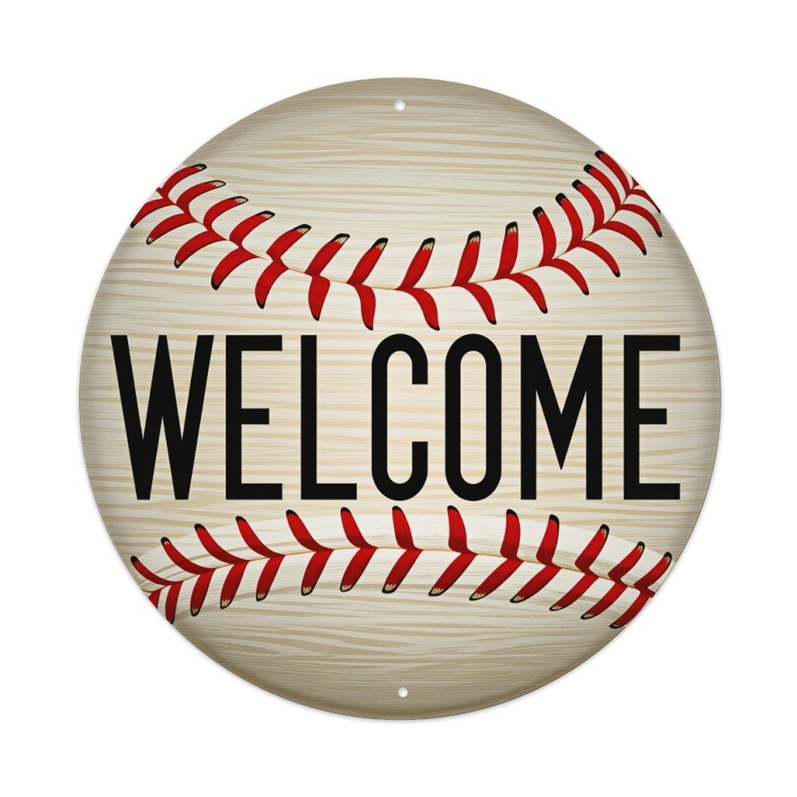 Baseball Welcome Pattern Print Design Metal Tin Sign Plaque