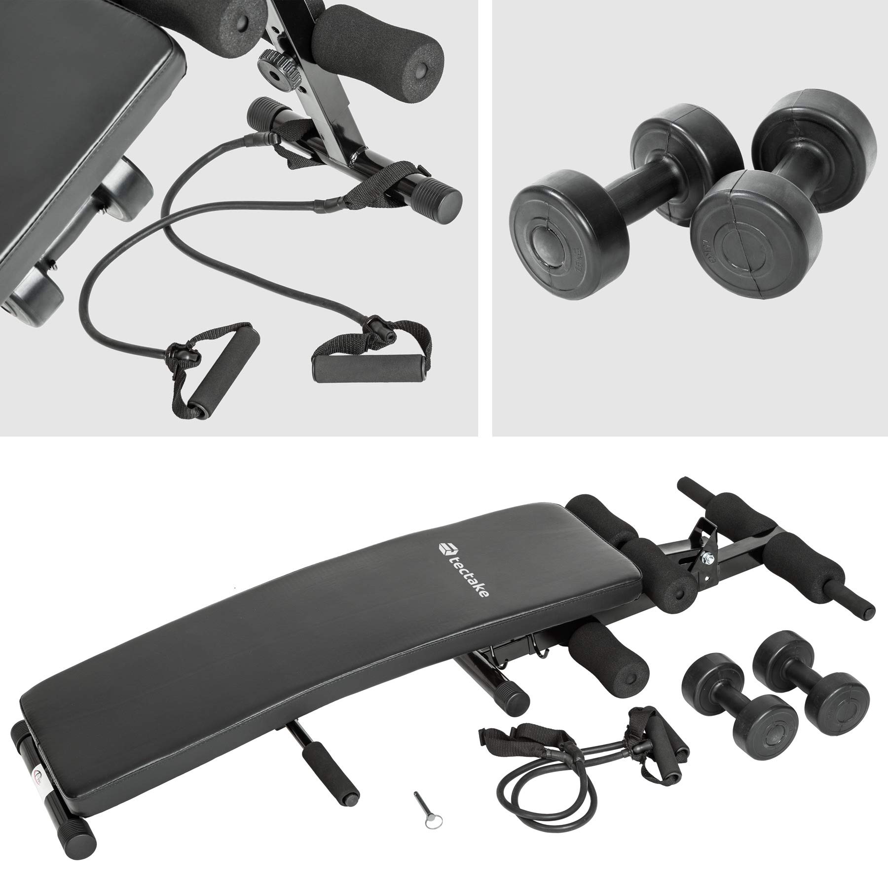 Banc De Musculation Abdos TecTake – Réglable, Pliable, Charge Max 150 Kg