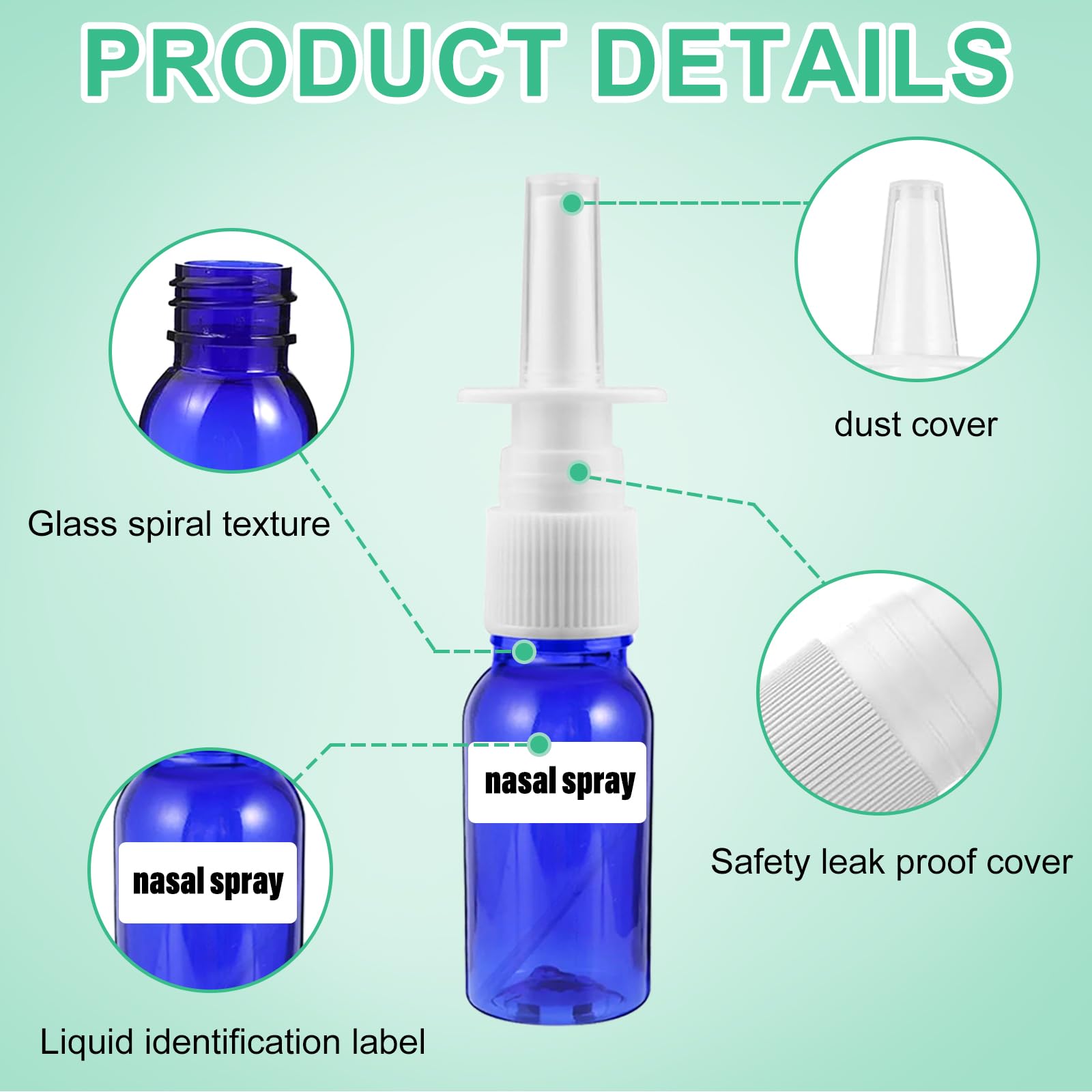 6 Flaconi Spray Nasale In Vetro 20ml - Nebulizzatori Riutilizzabili Per Acqua, Soluzione Salina E Oli Essenziali