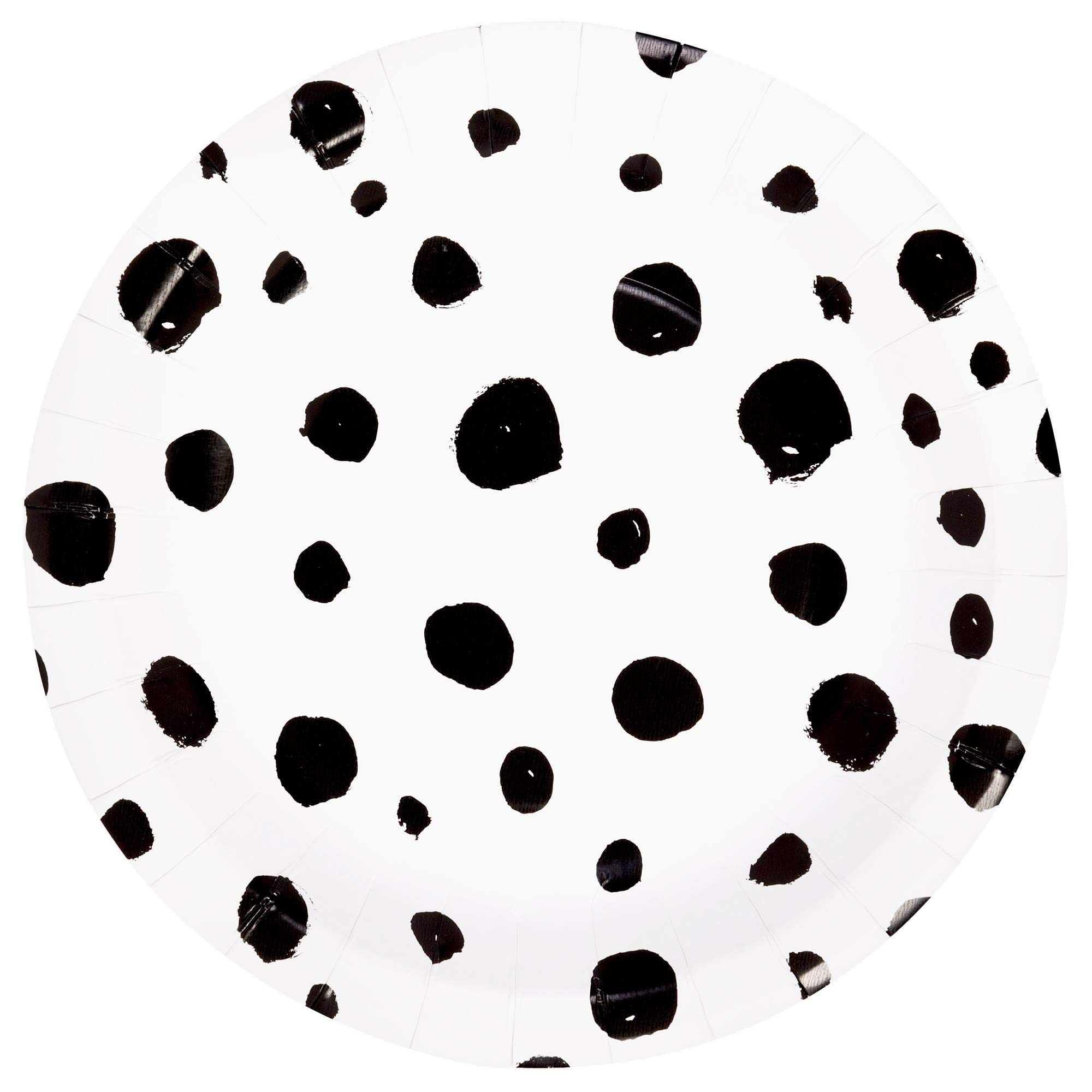 X&O Paper Goods TW13-19786 Black and White Polka Dot Decorative Disposable Paper, 8 ct. 8'' D, Dessert Plates