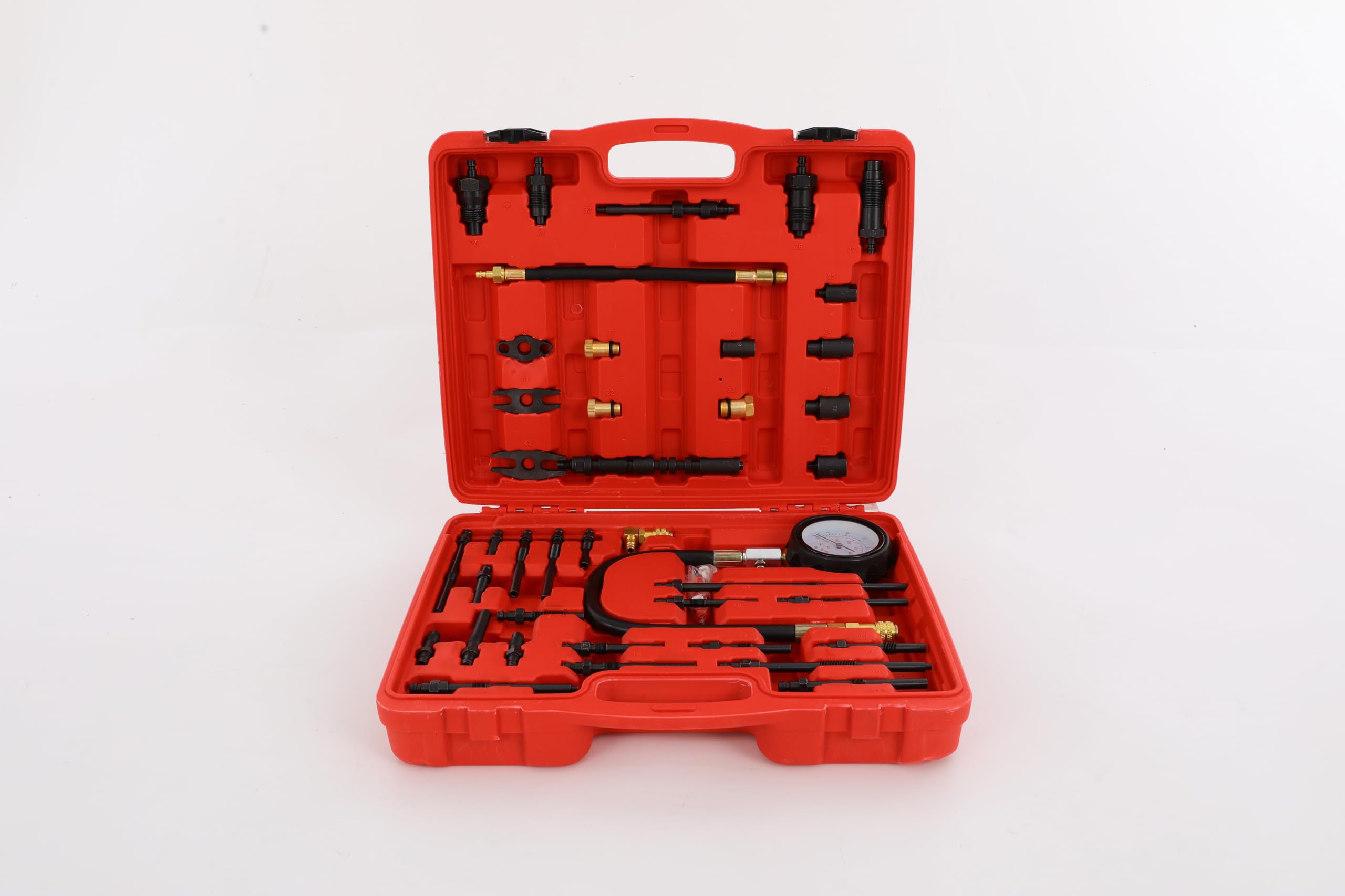 Tester di compressione in acciaio al carbonio #45, 0 – 40 bar, tester di compressione Diesel 45 × 35 × 5 cm