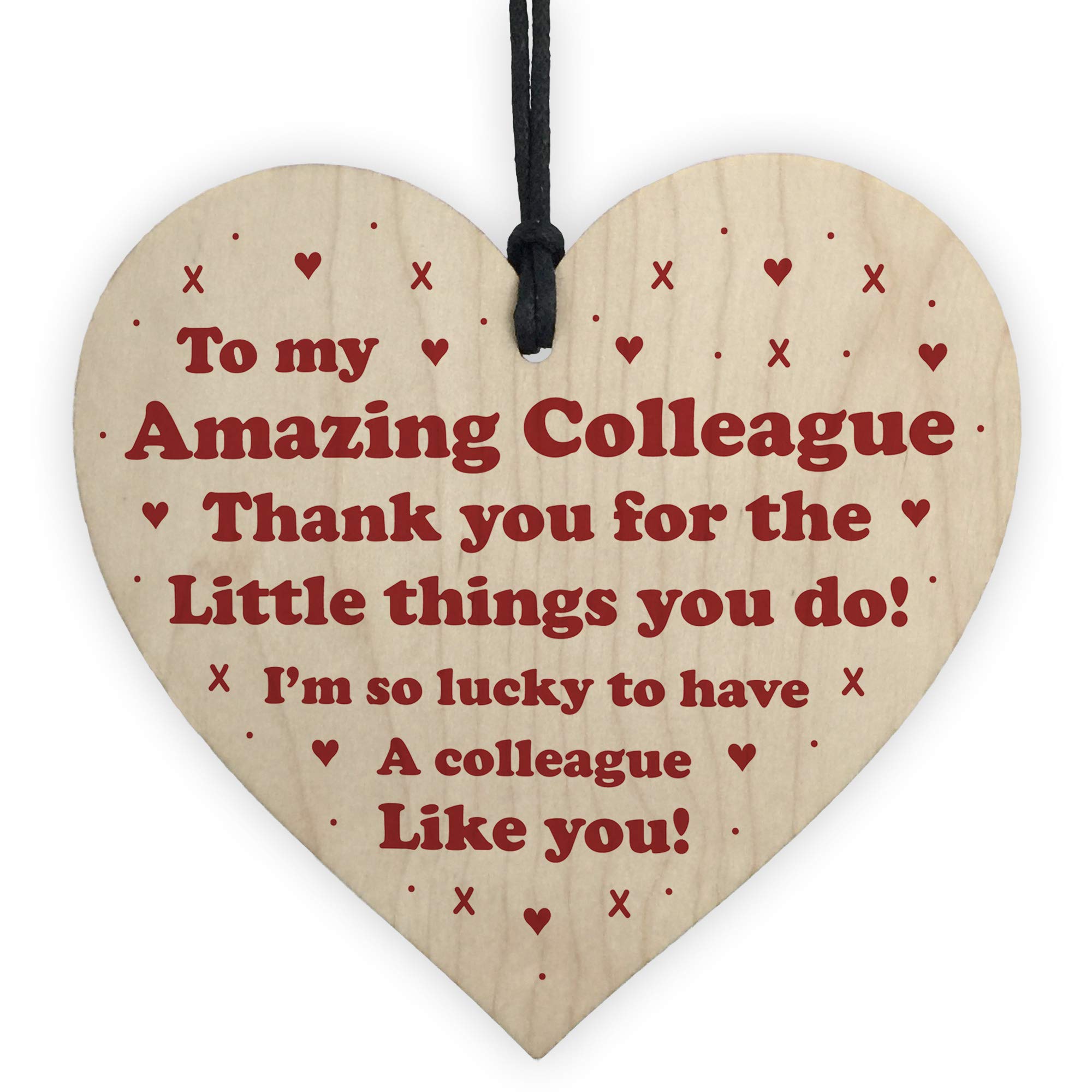 RED OCEAN Novelty Thank You Gift For Colleague Wooden Heart Birthday Xmas Leaving Gift