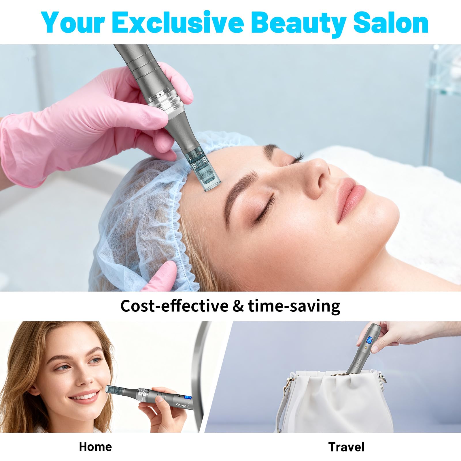 Dr. Pen M8S Microneedling Pen Professionale Wireless, Dermapen Elettrico Senza Fili con 25 Cartucce Aghi Originali, 6 Velocità Regolabili e Display LED, Trattamento Pelle Viso, Capelli e Corpo