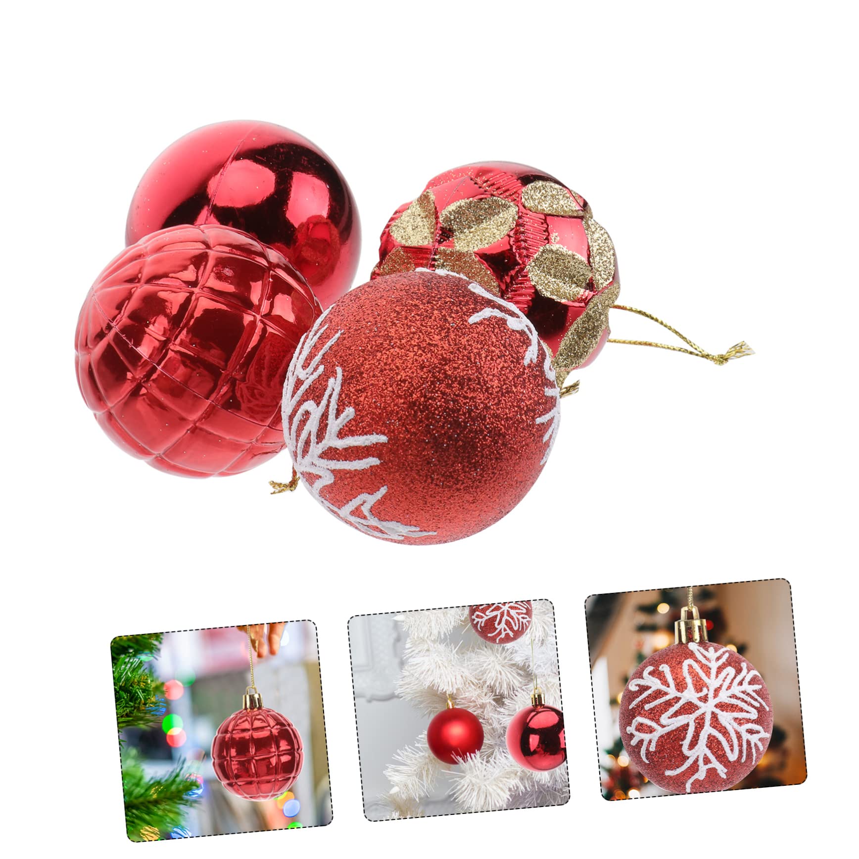 Pièces Décorations d'arbre De Noël Ornements De Boule pour Le Sapin De Noël Ornements De Boules De Mini Boules De Noel Décor Suspendu De 6cm Balle Suspendue
