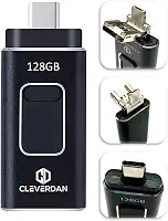 Pen drive USB 3.0 4 em 1 para iPhone e Android de 128 GB – Compatível com todos os seus dispositivos! iPhone iPad, Samsung, Moto Pixel, PC, Mac (backup fácil e armazenamento externo + aplicativo iOS