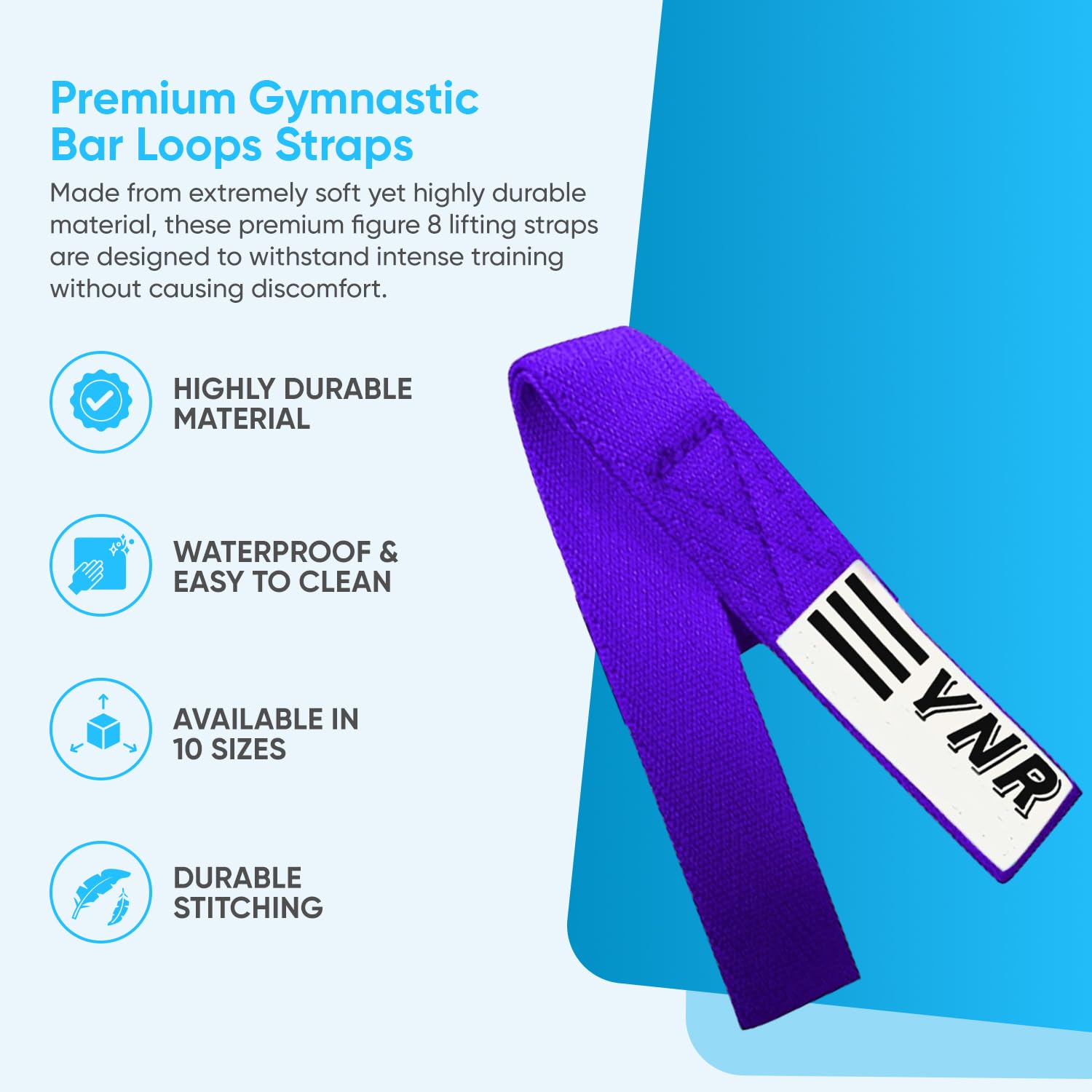 YNR Figure 8 Lifting Straps, Gymnastic Bar Loops, Palm Protection Guards, Deadlift & Weight Lifting Straps - Image 2