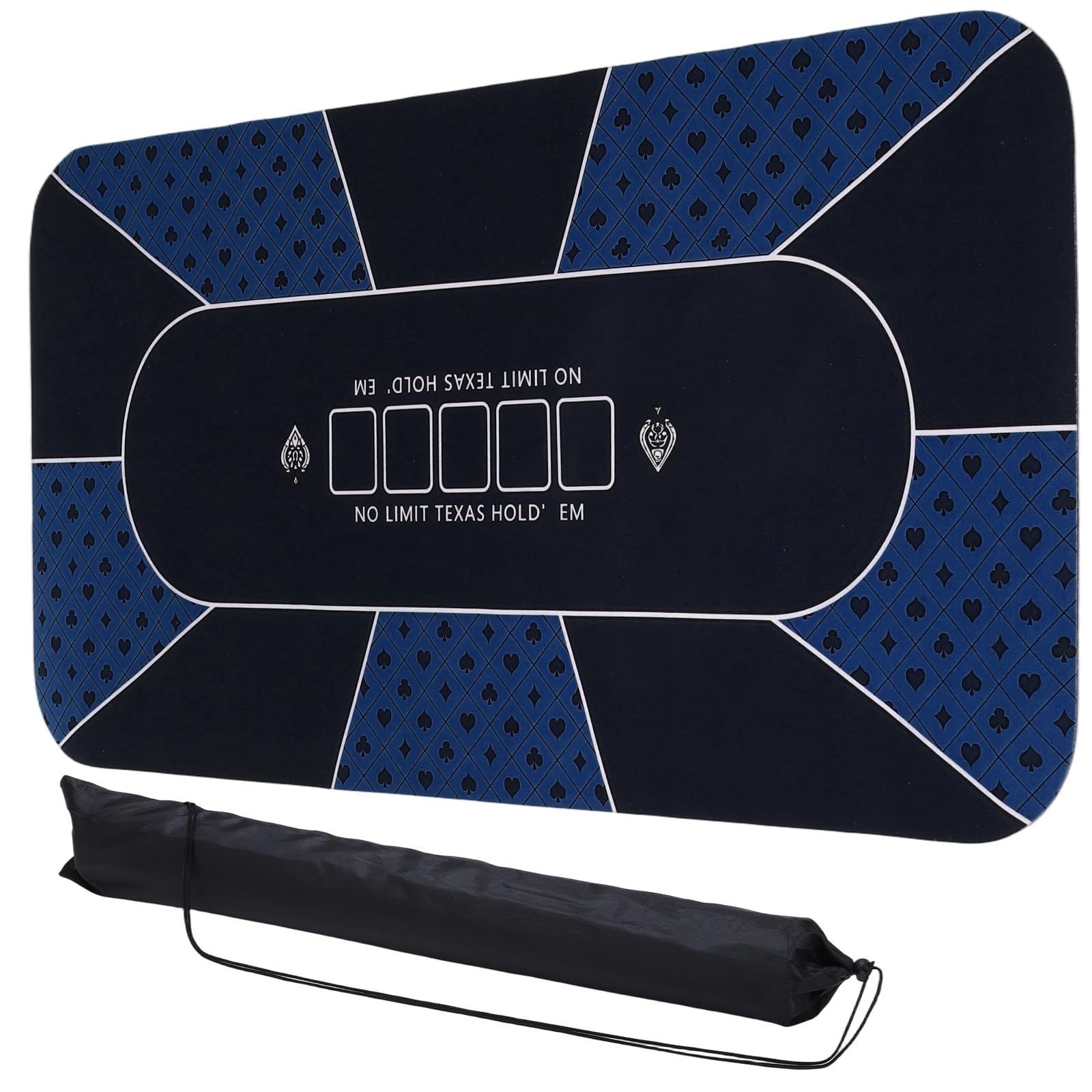 DTGN Portable Poker Table Mat, 120 x 60 cm Non-Slip Foldable Rubber Poker Mat, Noise Reduction Table Top with Polyester Storage Bag for Tabletop Games Home Games Night, Light Blue