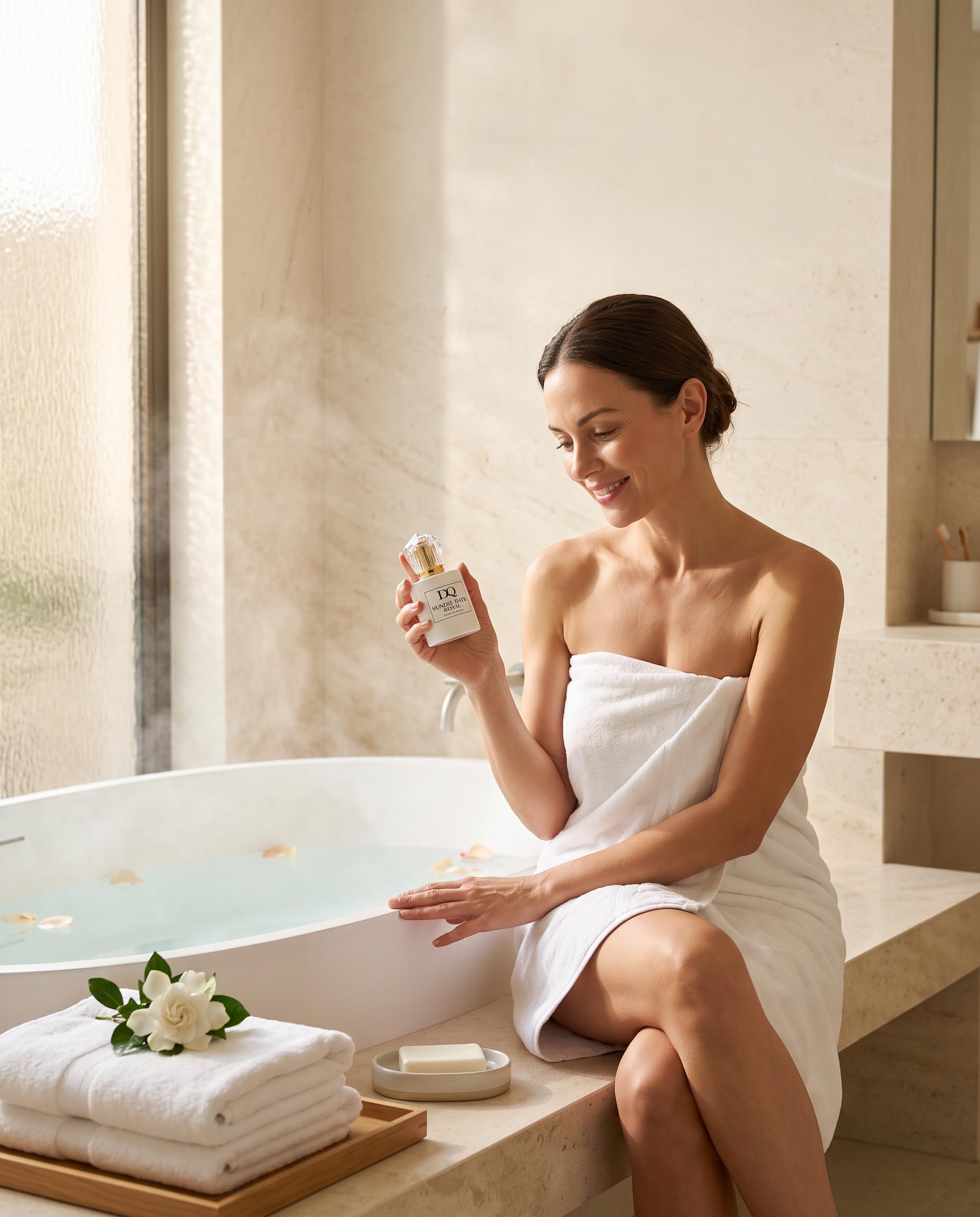 D’QAR Sunday Bath Ritual | Extrait de Parfum 50 ml – Frisch-sauberer Damenduft mit Bergamotte, Jasmin, Lavendel, Rose, weißem Moschus & Kokosnuss – Langanhaltendes Clean-Girl Parfum