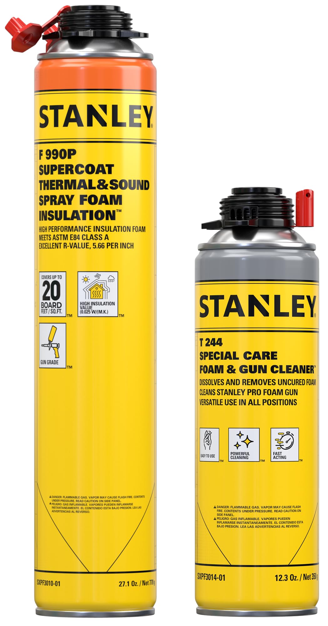 STANLEY Supercoat Spray Foam Insulation Kit - Closed Cell Spray Foam Covers Up to 20 Sq.Ft. - Including Cleaner, Safety Items - 27.1 oz, 1 Pack
