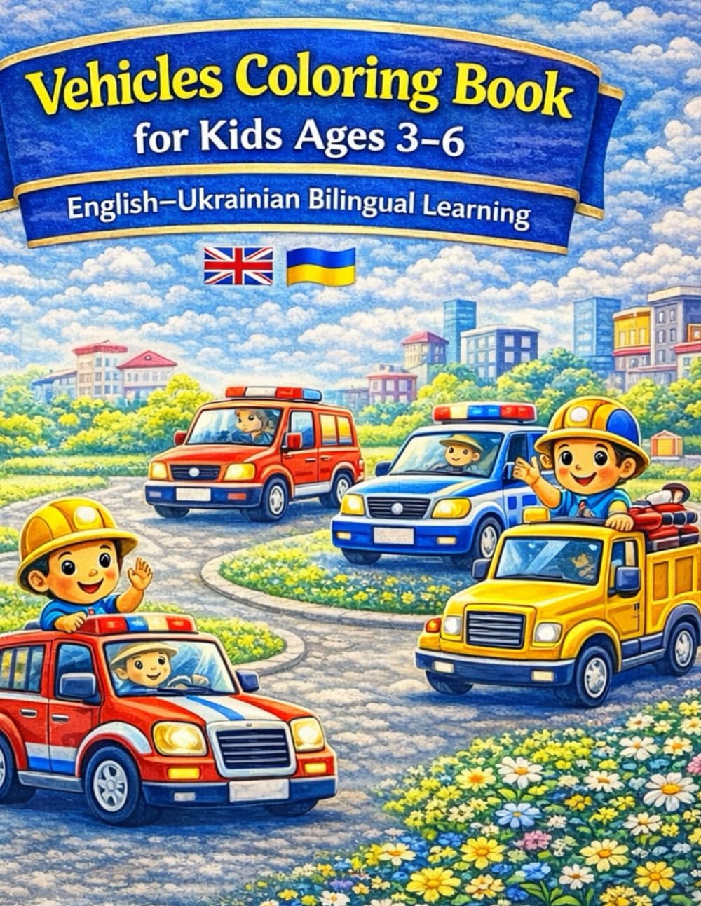 Vehicles Coloring Book for Kids Ages 3–6 English–Ukrainian Bilingual Learning: Bilingual Vehicles Coloring Book for Kids Ages 3–6 | Learn English & Ukrainian Through Fun