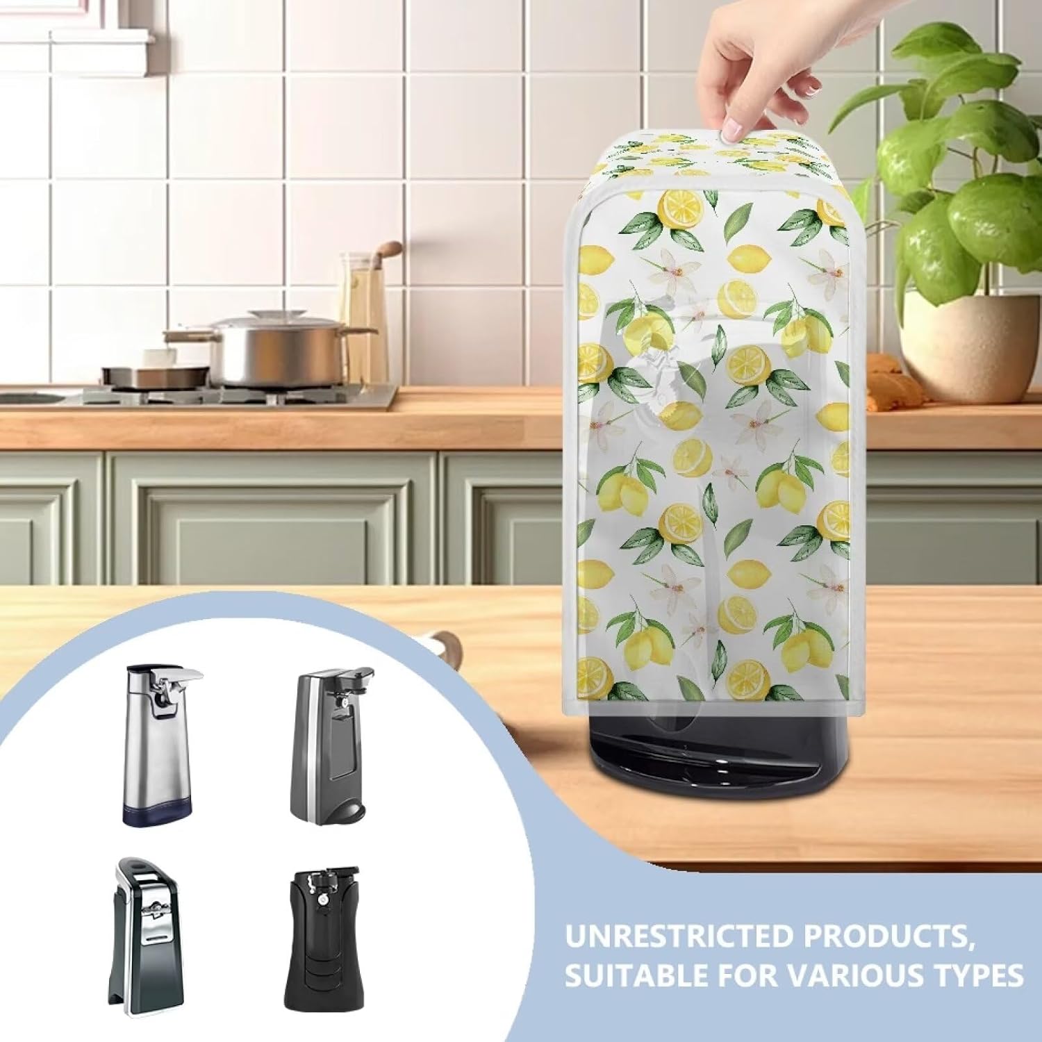Lemon Pattern Can Opener Cover Durable Dust Cover for Electric Can Opener Can Protector Small Appliance Cover for Kitchen