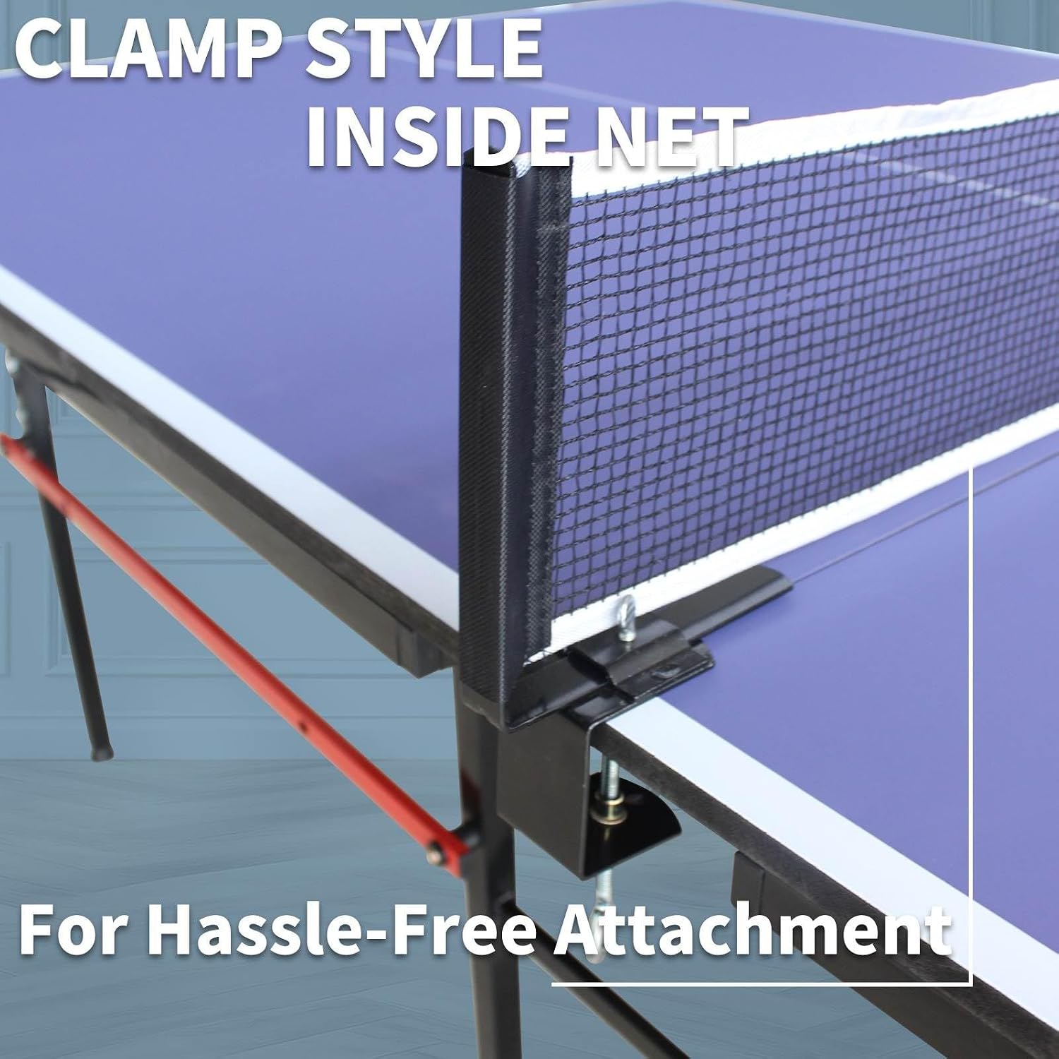 Foldable Mid-Size Table Tennis Set - 96'' x 48'' with Premium Aluminum Frame, Easy Storage & Instant Setup, includes 2 Paddles, Net, 3 Balls - Blue
