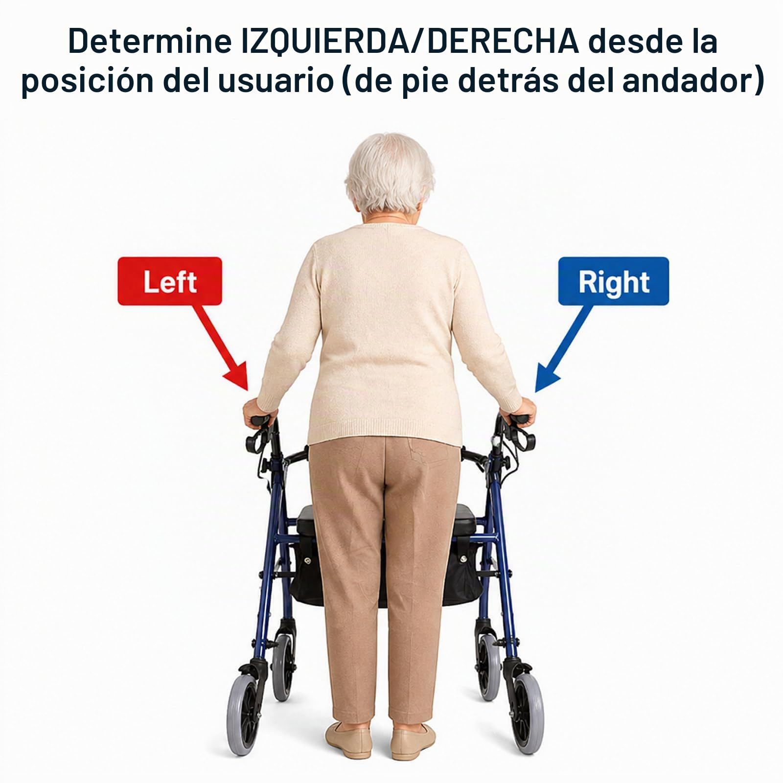 Rollator - Conjunto de freno de mano y agarre para reemplazo de andador rodante, empuñaduras de ayuda de movilidad sin cable de freno, se adapta a tubos de 22 mm