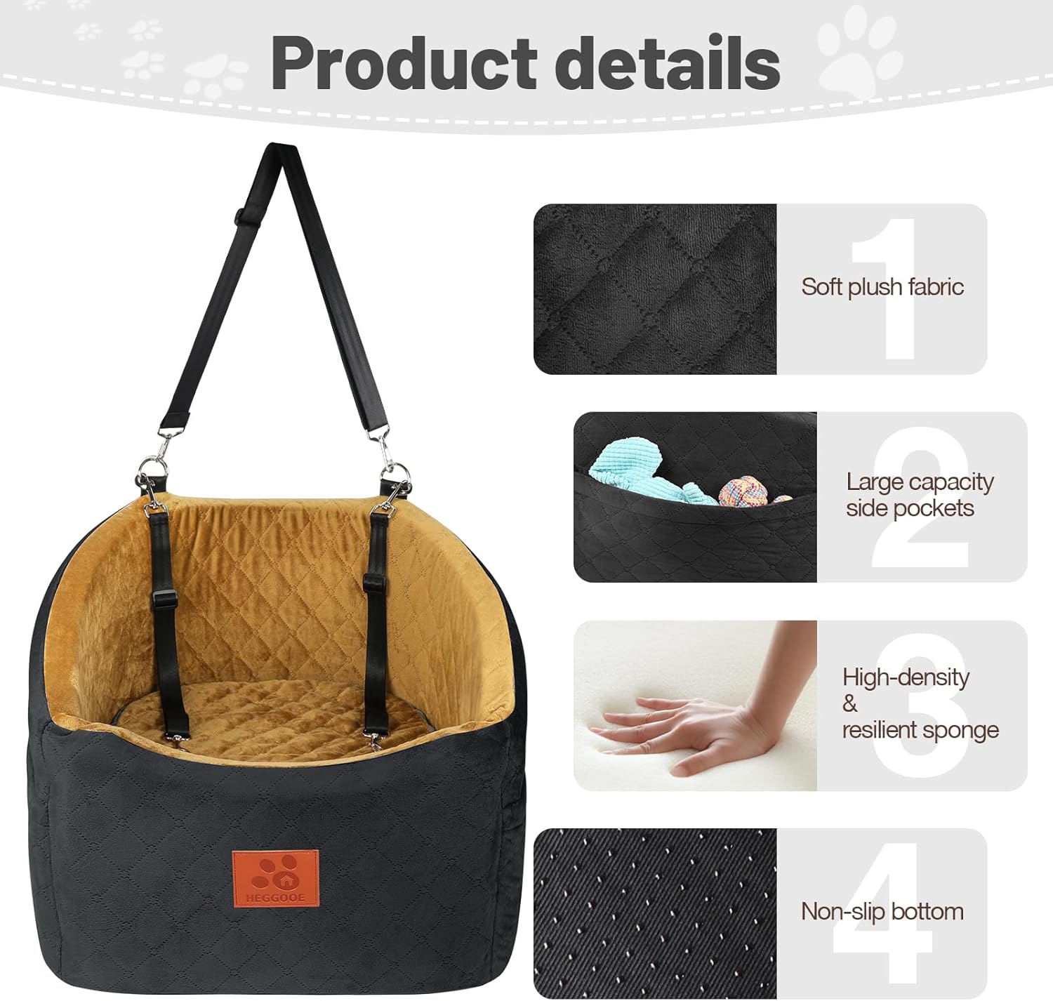 Dog Car Seat for Small Medium Dogs, Memory Foam...