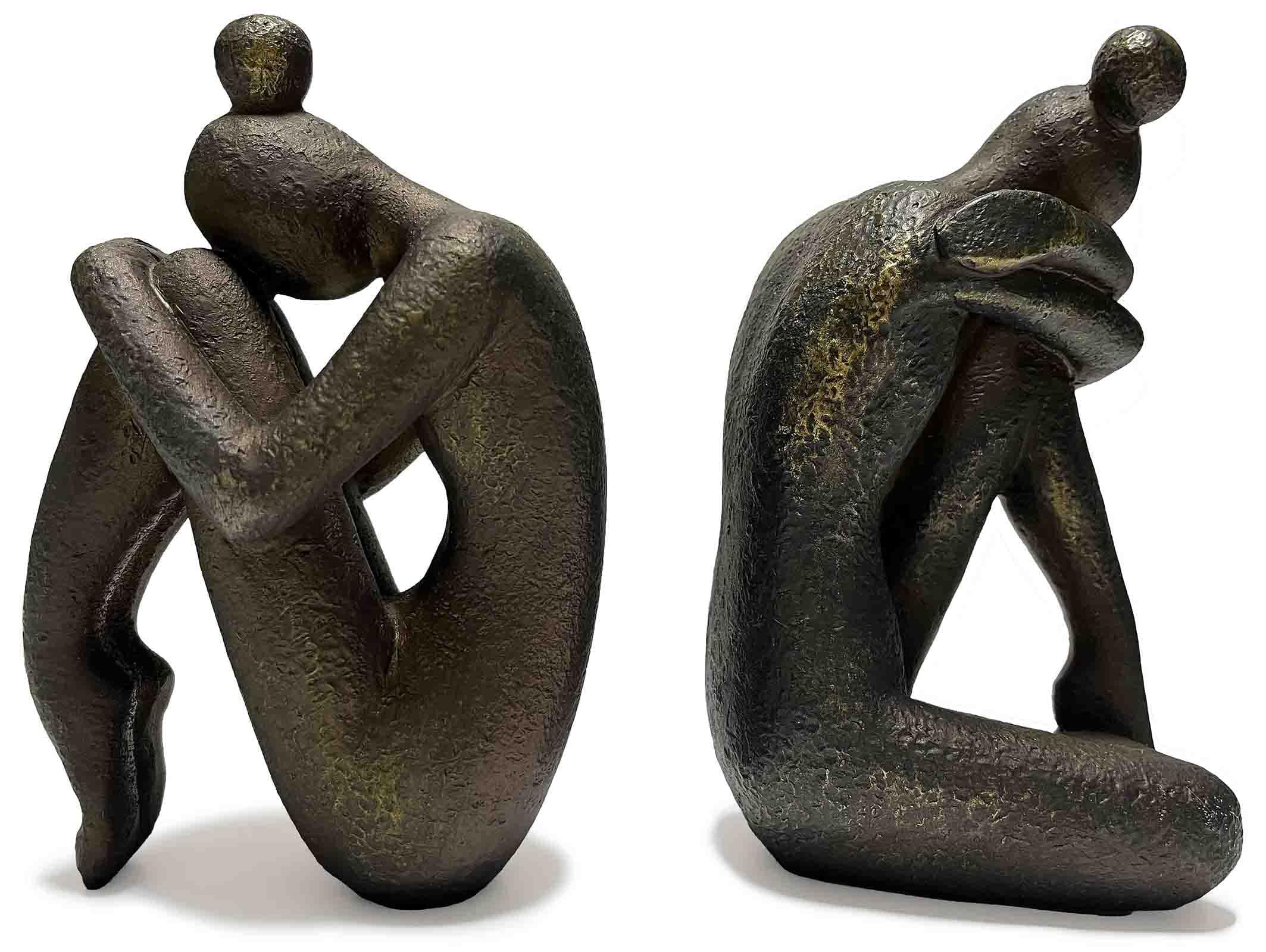 Unique Decorative Girl Thinker Bookends, Book Stopper Holder Nonskid, Book Ends for Shelves Living Room Office Home Decor, Resin, 1Pair/2Piece 6.5''