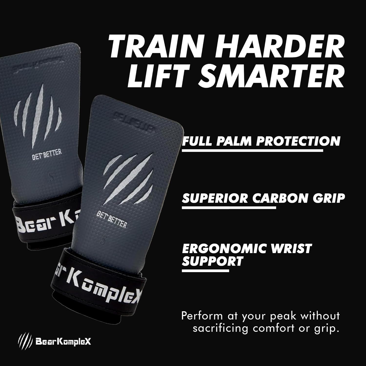 Bear KompleX No Hole Hand Grips - Non-Slip Fingerless Gymnastics Grips for Weight Lifting, Pull-ups & Cross Training | Lightweight, Padded Wrists & Foldable Grip.