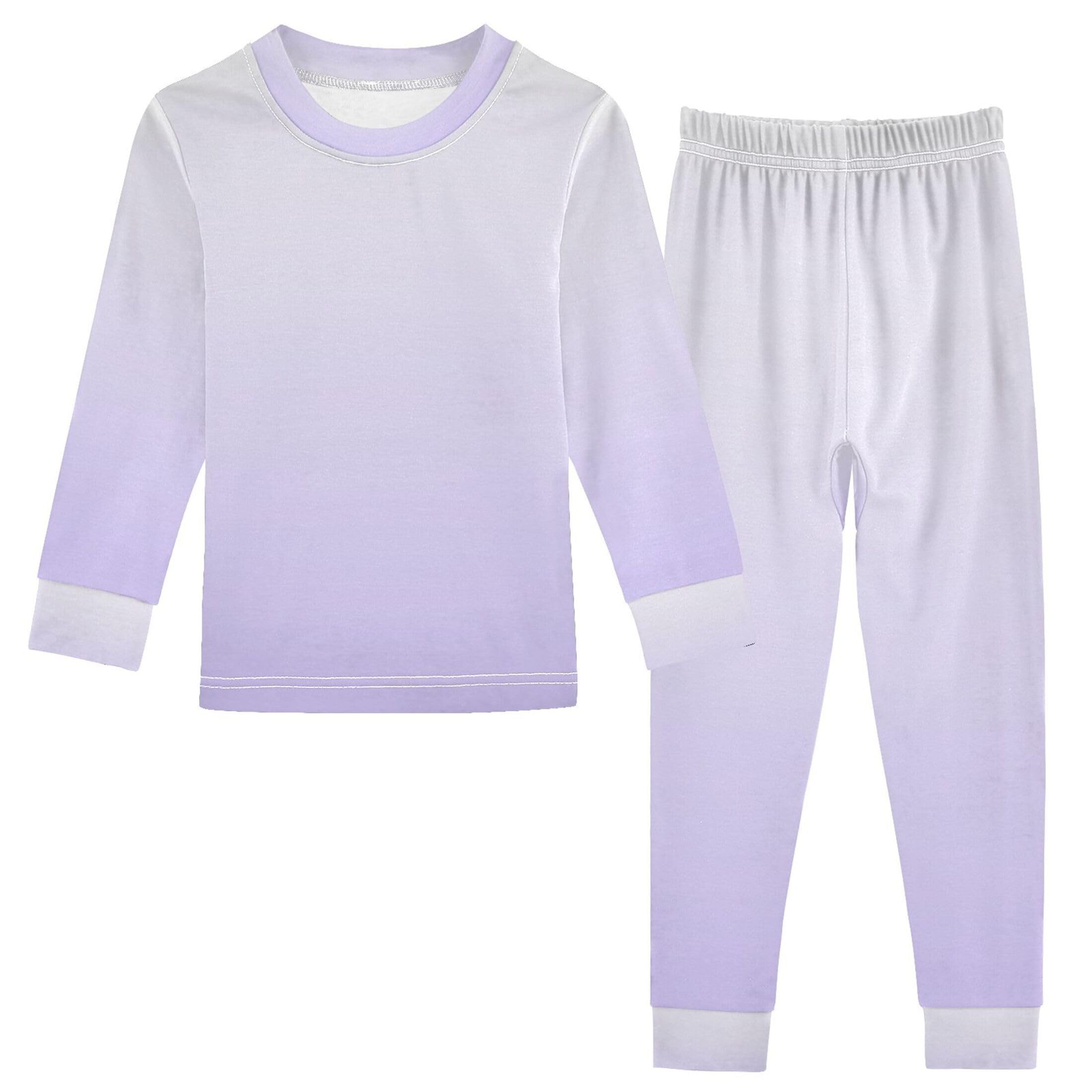 Gradient Pastel Blue Long Sleeve Pajamas Set Sleepwear Jammies 2pcs Set Pjs Gradient Pael Blue