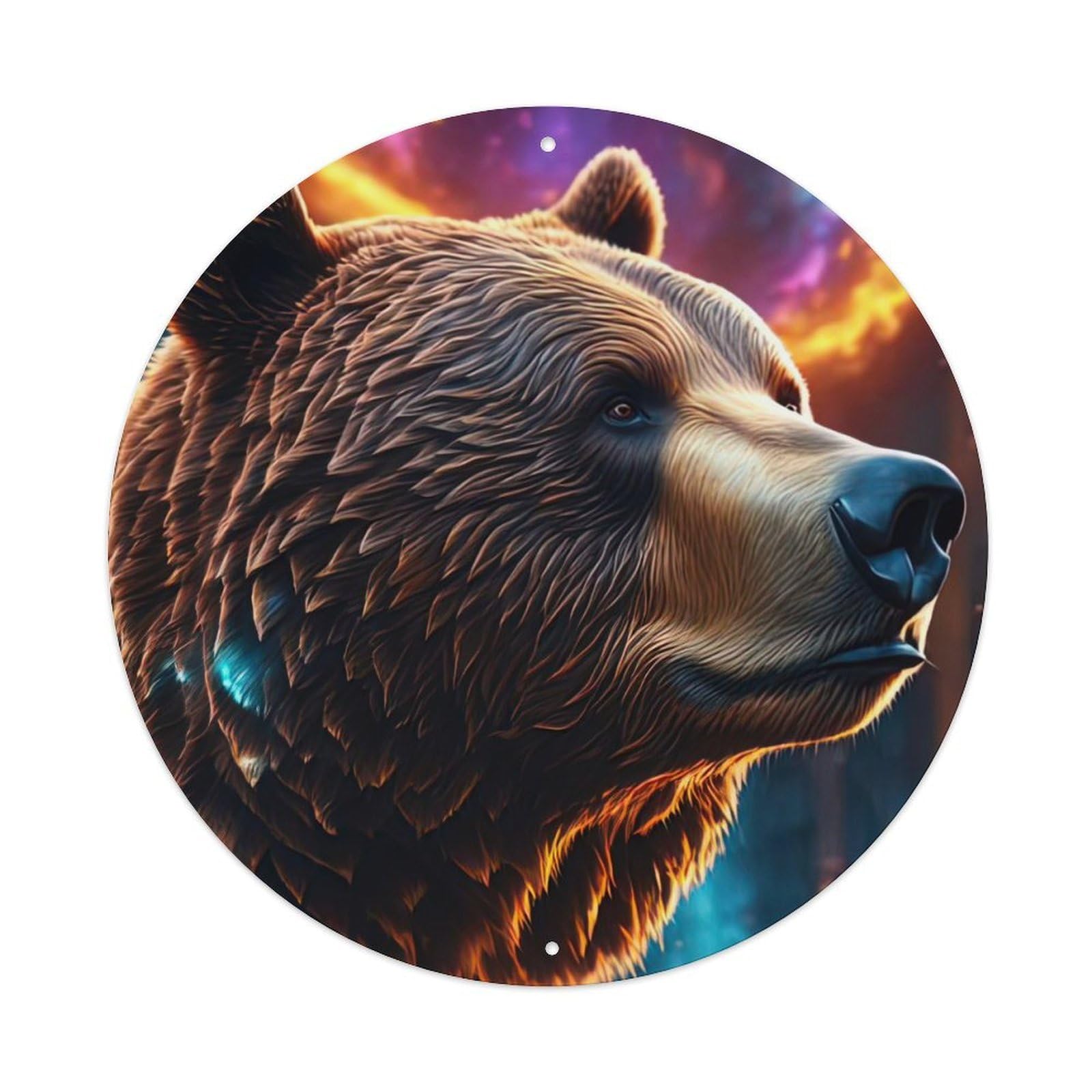 Wildlife Artwork Brown Bear Looking Into The Distance Vintage Metal Tin Sign Plaque Wall Decor for Cafe, Club Bar, Office, Garden Metal Poster 8x8Inch