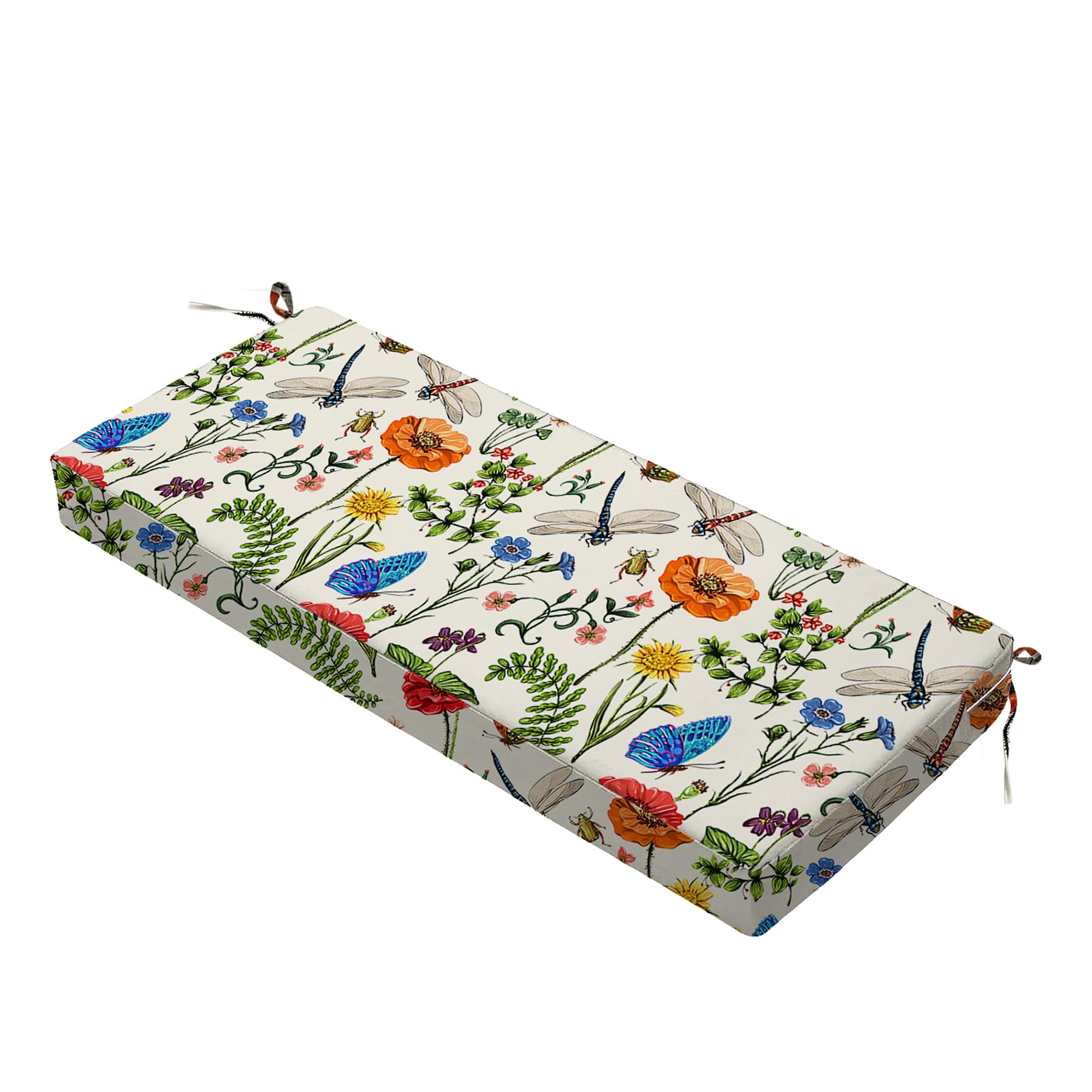 Photo 1 of All Smiles Outdoor Bench Cushion 42x18x3 Inch Thick with Ties,Patio Bench Cushion Waterproof UV Farmhouse Furniture Garden Flowers Cushions for Porch Swing Chair Yard Deck