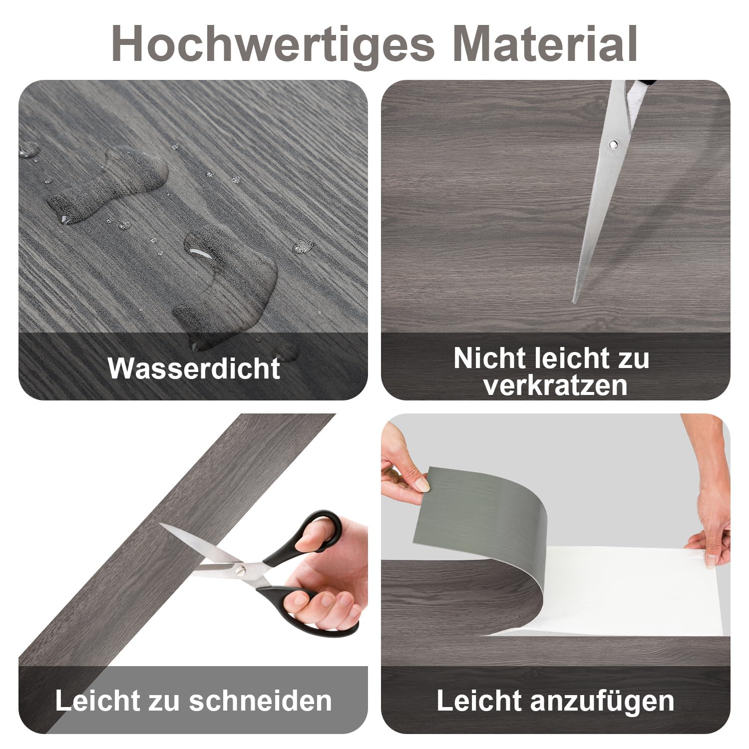 PVC Bodenbelag Vinylboden Selbstklebend, 91.5 cm x 15.2 cm x 1.5 mm, 5 m²/ 35 Fliesen Selbstklebende Vinyl-Fliesen wasserdicht, Holzoptik, für Küche, Badezimmer, Night Oak