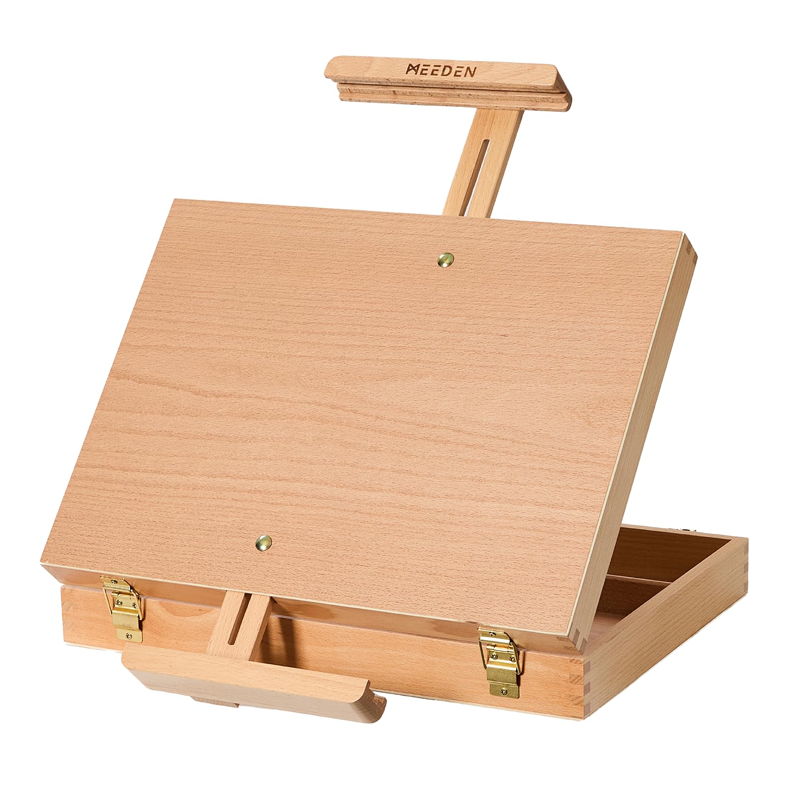 Meeden Natural Table Top Easel For Painting: Wooden Portable Tabletop With Storage