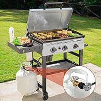 Vista 7 de Regulador de propano y manguera adaptadora de 8 pies, piezas de repuesto universales para regulador de parrilla de gas, manguera de tanque