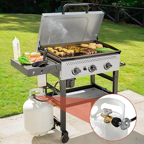 Miniatura 10 de ABYDA Regulador de propano de 3 pies y manguera adaptadora, piezas de repuesto universales para regulador de parrilla de gas, manguera de tanque de