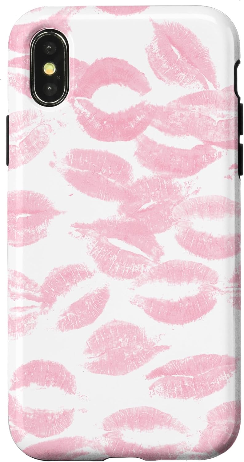 Coquette Pink Kisses Lipstick Lip Kisses Case for iPhone 15 Plus