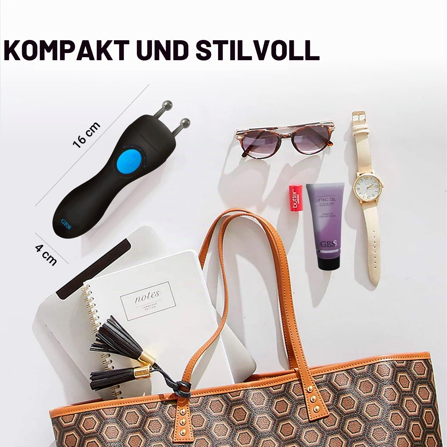 GESS Mikrostrom-Gesichtslifting-Gerät, 4 Intensität Modi, wiederaufladbar, Anti-Aging-Maschine, Konturhautstraffung, Mikrostrom-Gesichtslifter (Schwarz und Blau)