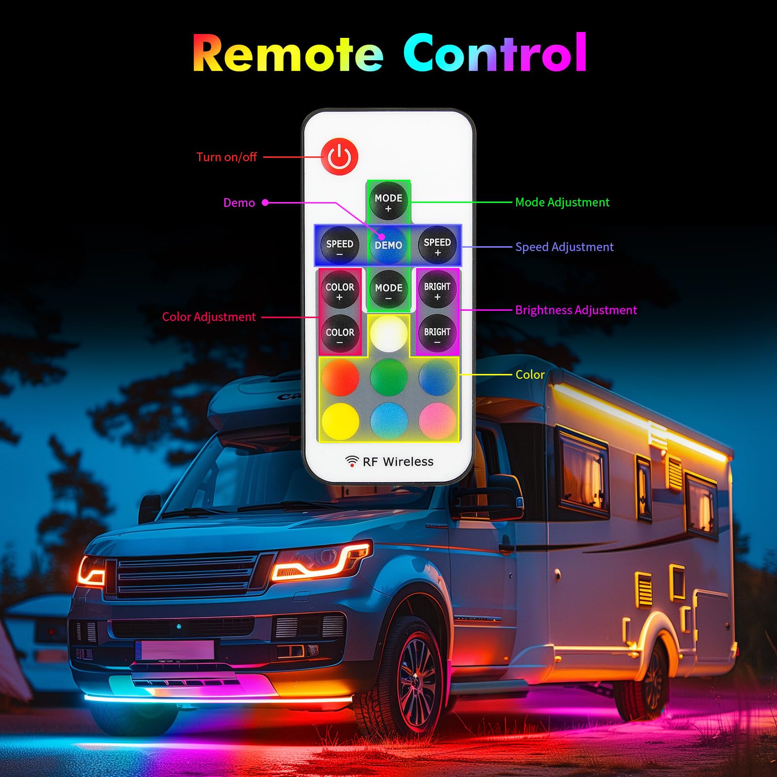 Car Underglow Neon Accent Strip Lights, 6PCS RGB LED Under Glow Light Kit for Car,Waterproof Exterior Car Light Strips for Van SUV Truck,with APP & RF Remote Control,DC 12V