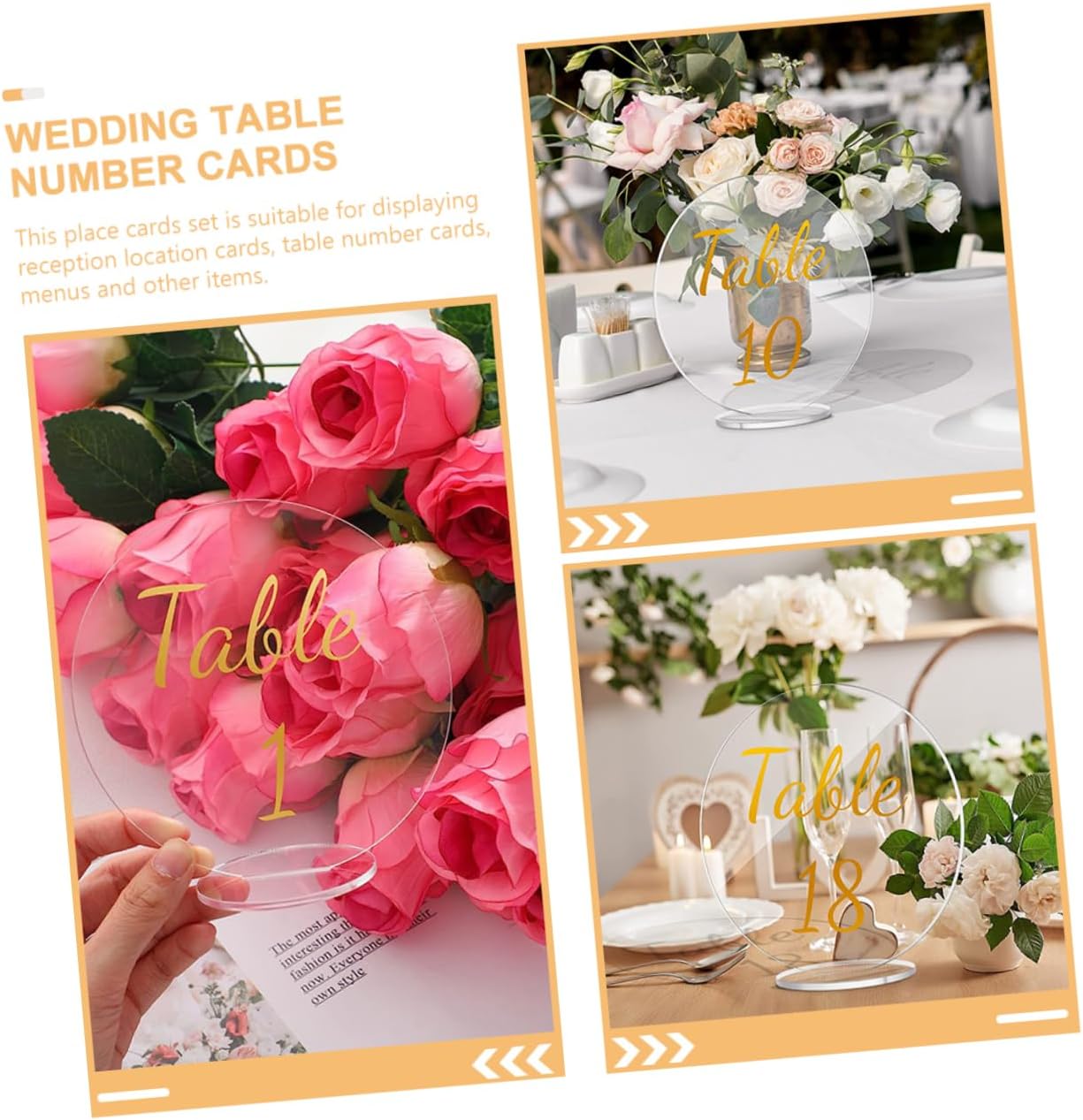 OUNONA 25sets Acrylic Place Cards Base Round Blank Table Numbers for Weddings Events and Parties and Reusable Acrylic Seating Cards Easy to Stand