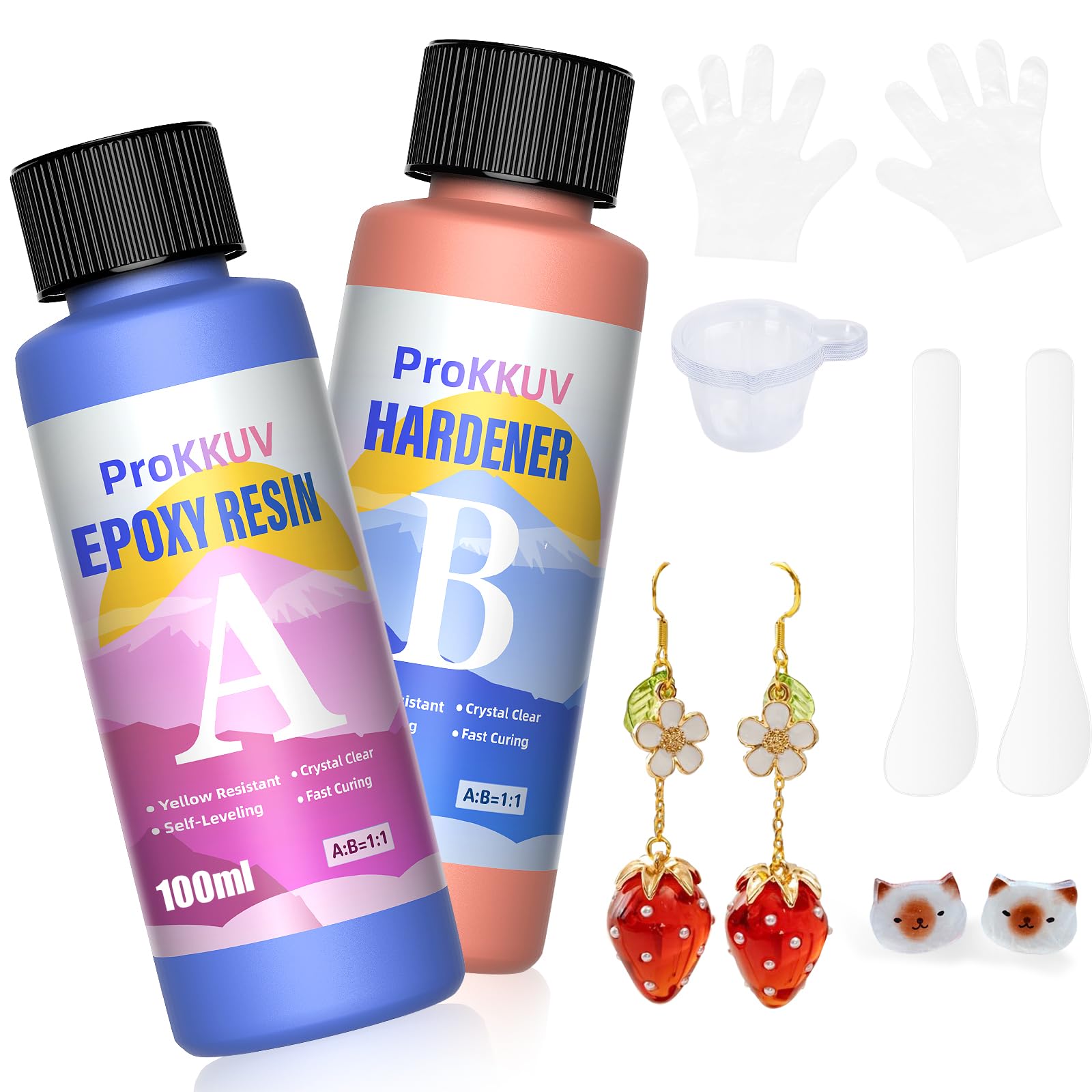 Epoxy Resin Kit, 6.76OZ Kit Crystal Clear Resin Epoxy, Bubble Free, No Yellowing, UV Resistant, Food Safe, Easy Mix 1:1 for DIY Crafts Jewelry Making