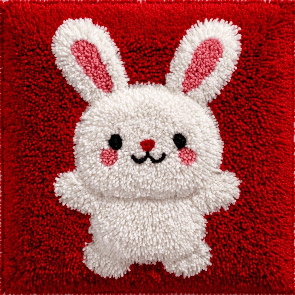 AxiangziK Latch Hook Pillow Kit for Adults,Rabbit 17X17In Latch Hook Kit for Pillow Cover with Instruction for Beginner Cross Stitch Sofa Cushion Cover with Crochet Yarn for Beginners and Home Decor