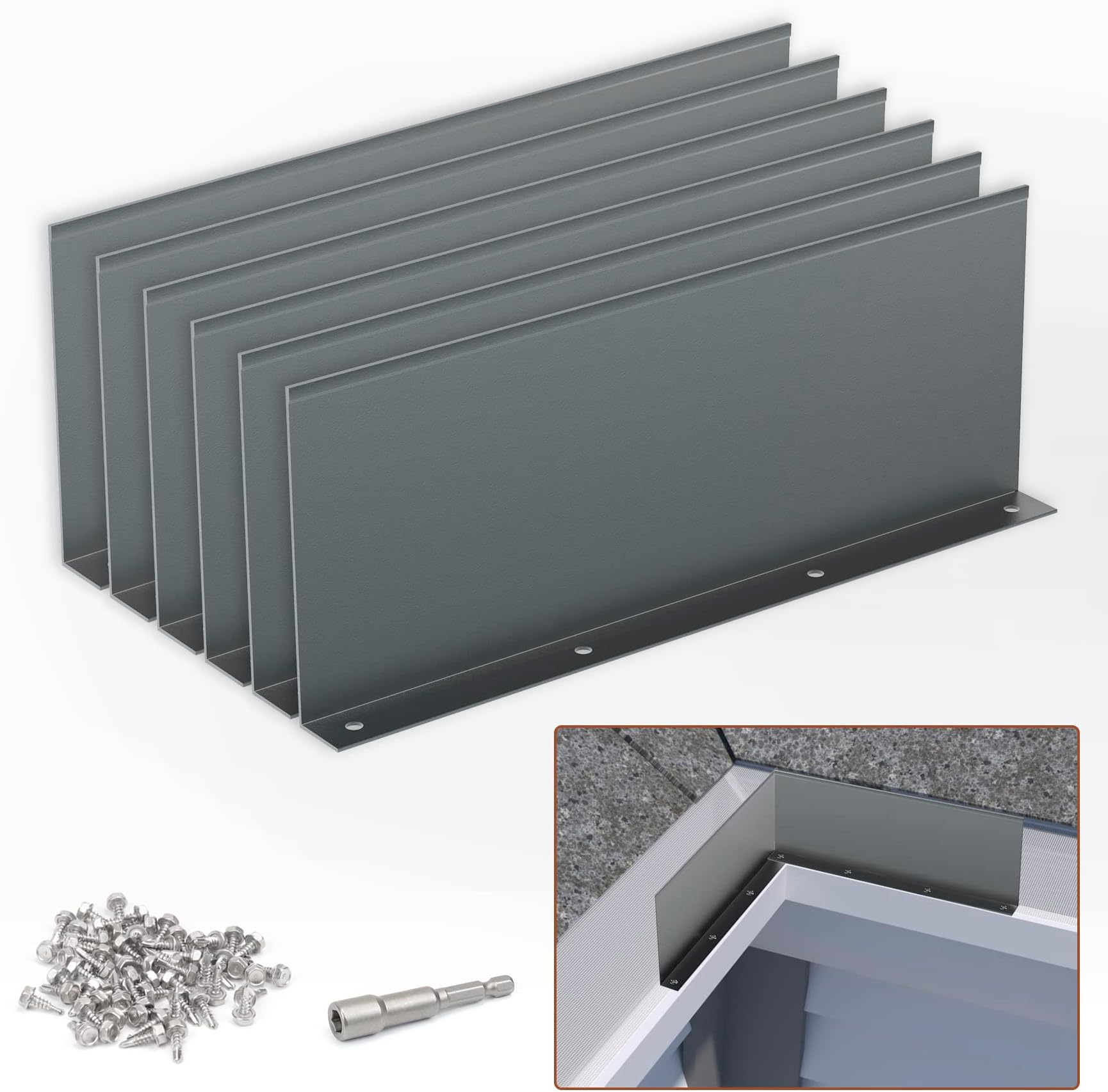 Gutter Valley Splash Guard,6 Pcs Aluminum Roof Valley Splash Shield Gutter Guard.for Straight,Flat Roofs,Corner,10 inch Each