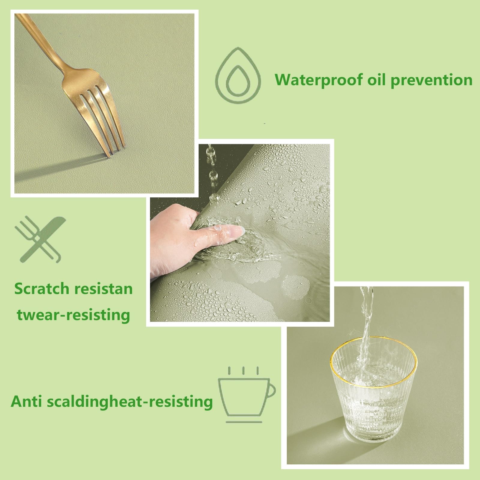 Sottomano da Ufficio Tappetino Tappetino Scrivania Tappetino ScritturaPad per Scrivania Multifunzionale in Pelle PU Tappetino Grande Impermeabile per Ufficio e Casa (Verde)(White,90 * 160cm)