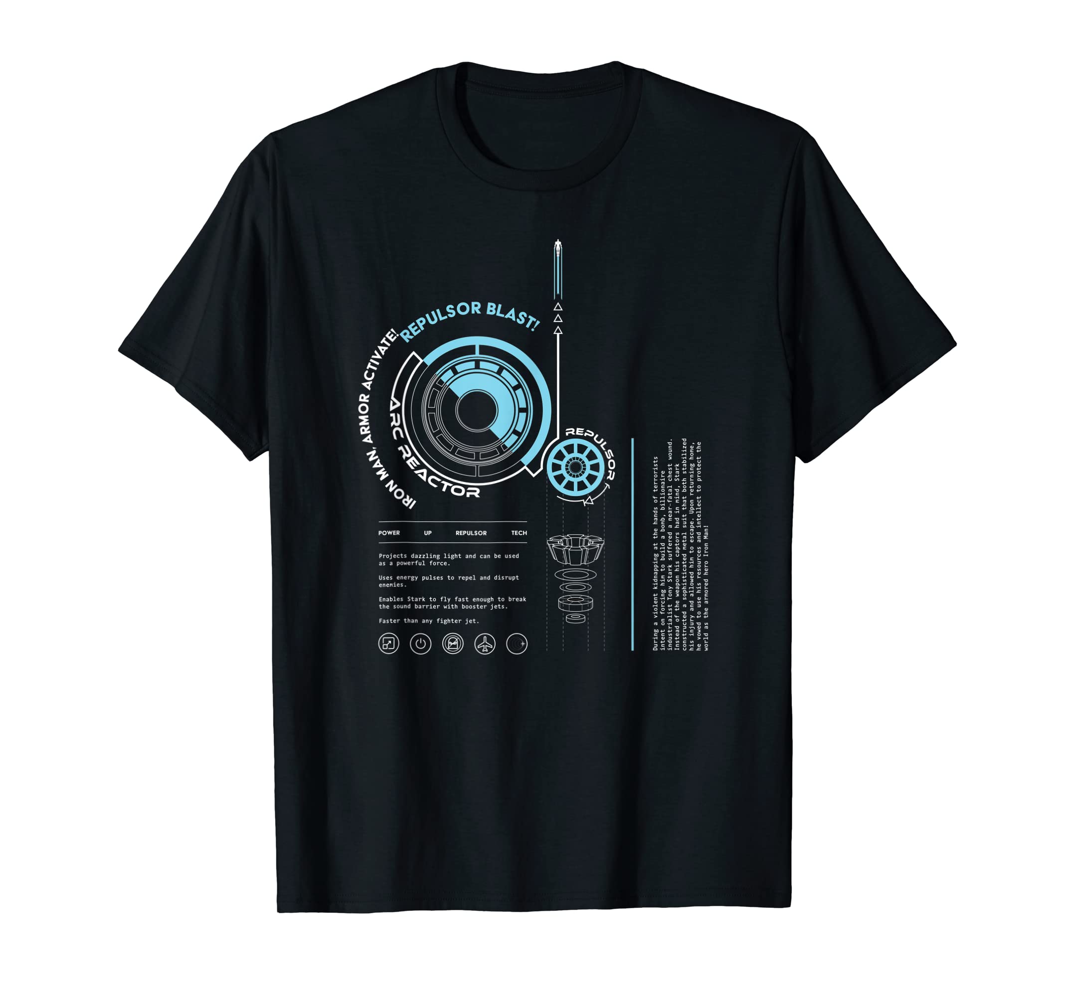 Avengers Iron Man Armor ARC Reactor Data Readout T-Shirt