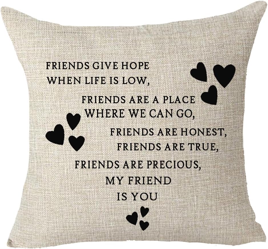 Best Friends to The Friends Love Heart Throw Pillow Cover Cushion Case Cotton Linen Material Decorative 18" x18'' Square