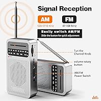 Vista 2 de Radio portátil AM FM con recepción de largo alcance, radio transistor Goodes con altavoz, conector para auriculares, funciona con pilas 2AA para uso