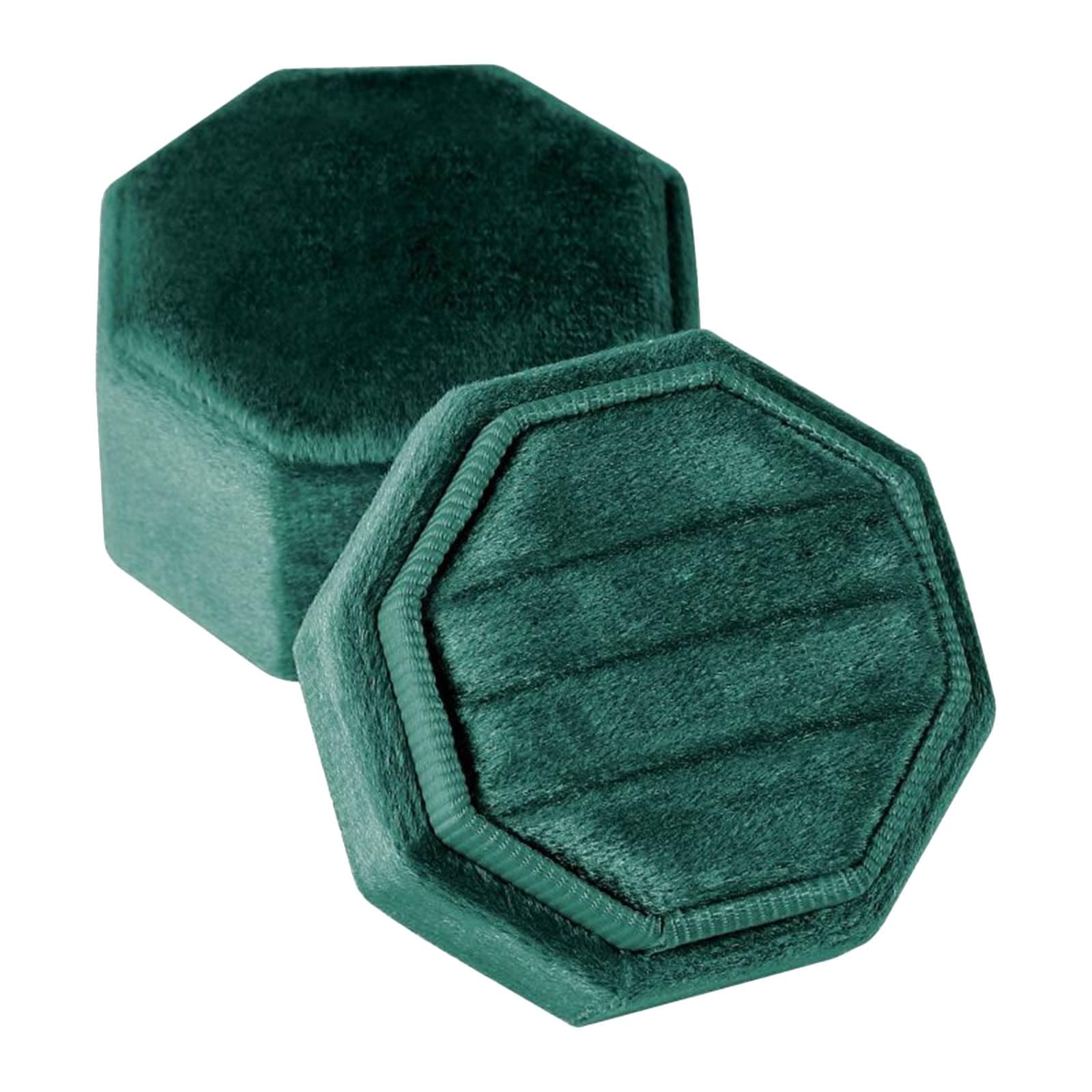 Kelisdi Crafted Octagonal Rings Container Flannel Jewelry Organizers Perfect for Three Rings Engagement Set Display Dustproof Storage Box