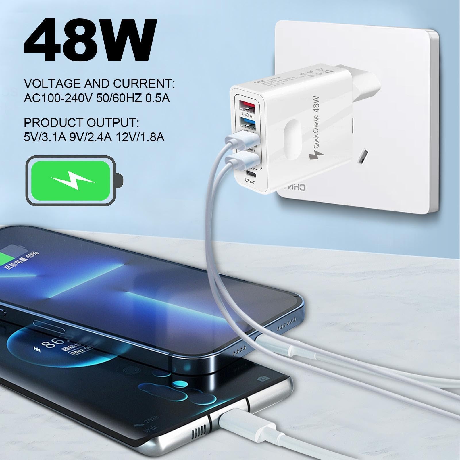 Cargador de pared para varios dispositivos, Cargador de teléfono de puerto