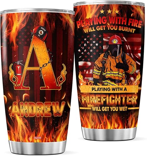 Vaso de café personalizado con inicial, taza de viaje de bomberos con tapa, regalos de jubilación para hombres, padres, compañeros de trabajo, taza disponible en Yaxa Costa Rica