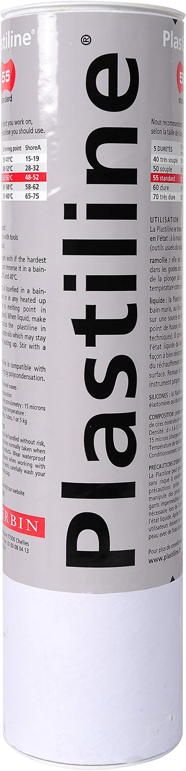 Herbin Plastiline 1155T - Tube of Plastiline - Modeling Dough, High Precision - Modeling, Sculpting, Molding - Hardness 55 (medium) - 1 kg - Ivory color. Made in France