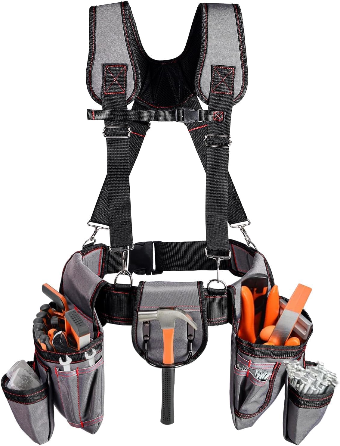 Tool Belts Tool Belt With Suspenders 22 Pockets Heavy Duty Work