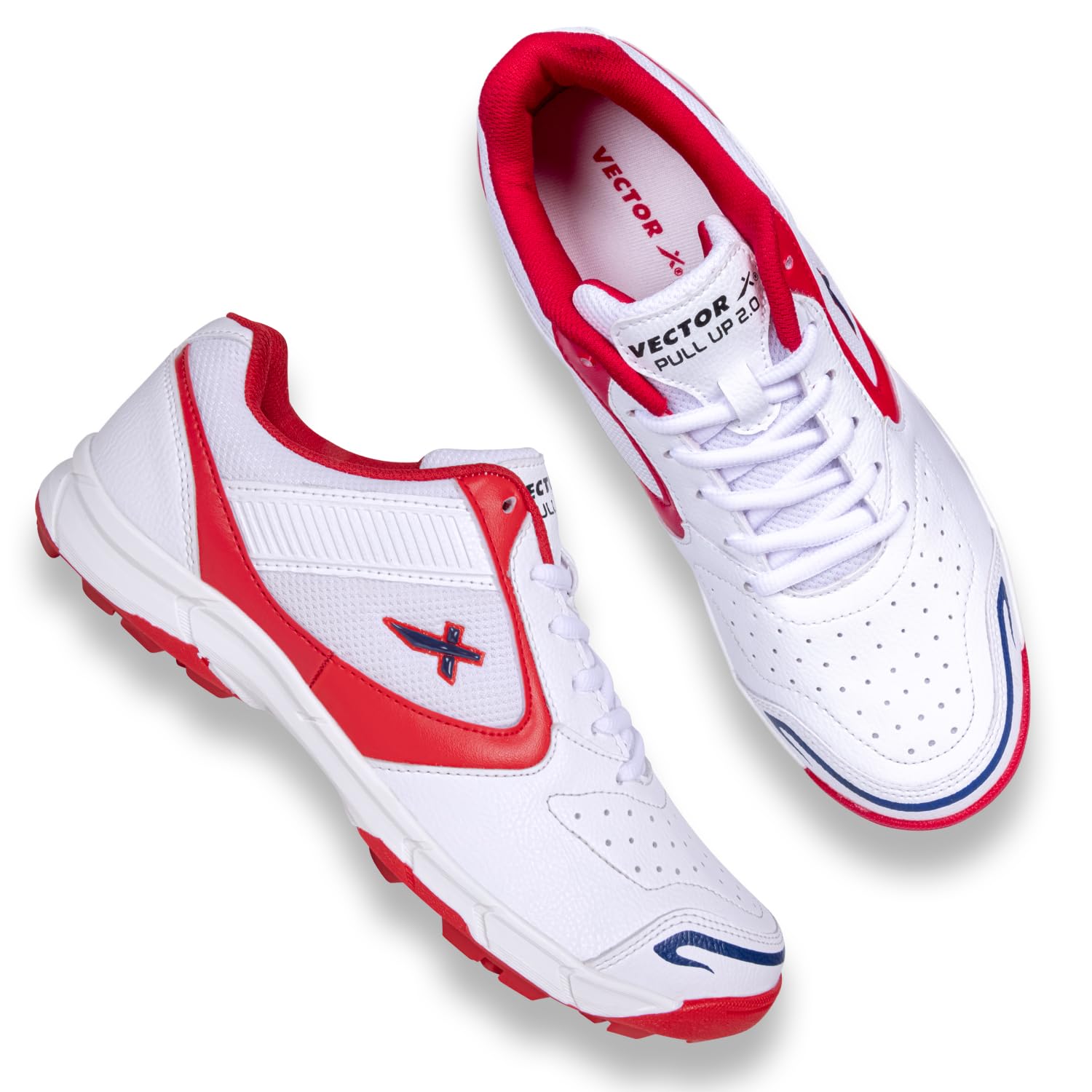 Vector X Pull up Cricket Sports Outdoor Shoes Synthetic Leather Upper/PVC Sole Studs for Men Velcro & Lace up|Lightweight & Durable Footwear|Ideal for Turf, Ground & Hard Surfaces