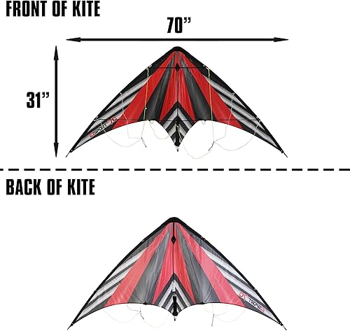 Miniatura 4 de WindNSun Cometas de acrobacias - Cometas de doble línea de 2 controles para trucos, acrobacias acrobáticas y vuelo sincronizado