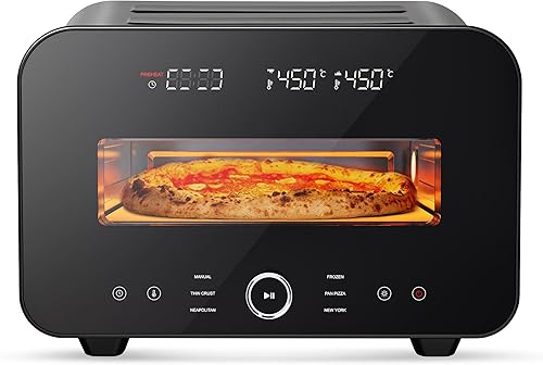 Horno de pizza para interiores, hace pizzas de 12 pulgadas en 90 segundos, máquina de pizza eléctrica de encimera de 840 F con 6 modos